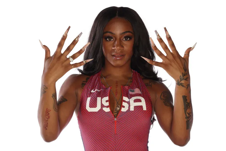 Sha'Carri Richardson poses during the Team USA Paris 2024 Olympic Portrait Shoot at NBC Universal Studios Stage 16 on November 17, 2023 in Los Angeles, California.