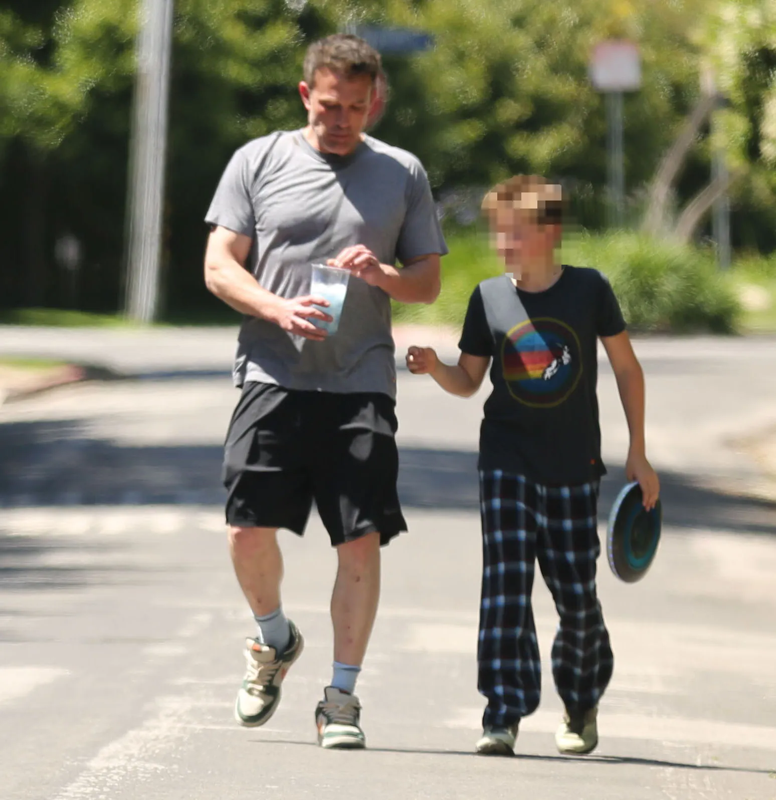 Ben Affleck seemed in high spirits as he walked in Los Angeles with his youngest son