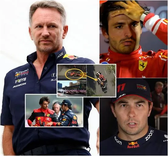 Cover Image for Christian Horner Outraged By Controversial Incident: Blames Carlos Sainz For Clash With Sergio Perez