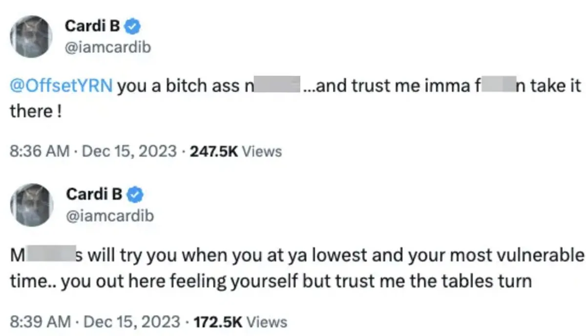 Cardi B Goes Off On Offset In Since-Deleted Tweets Before Livestream