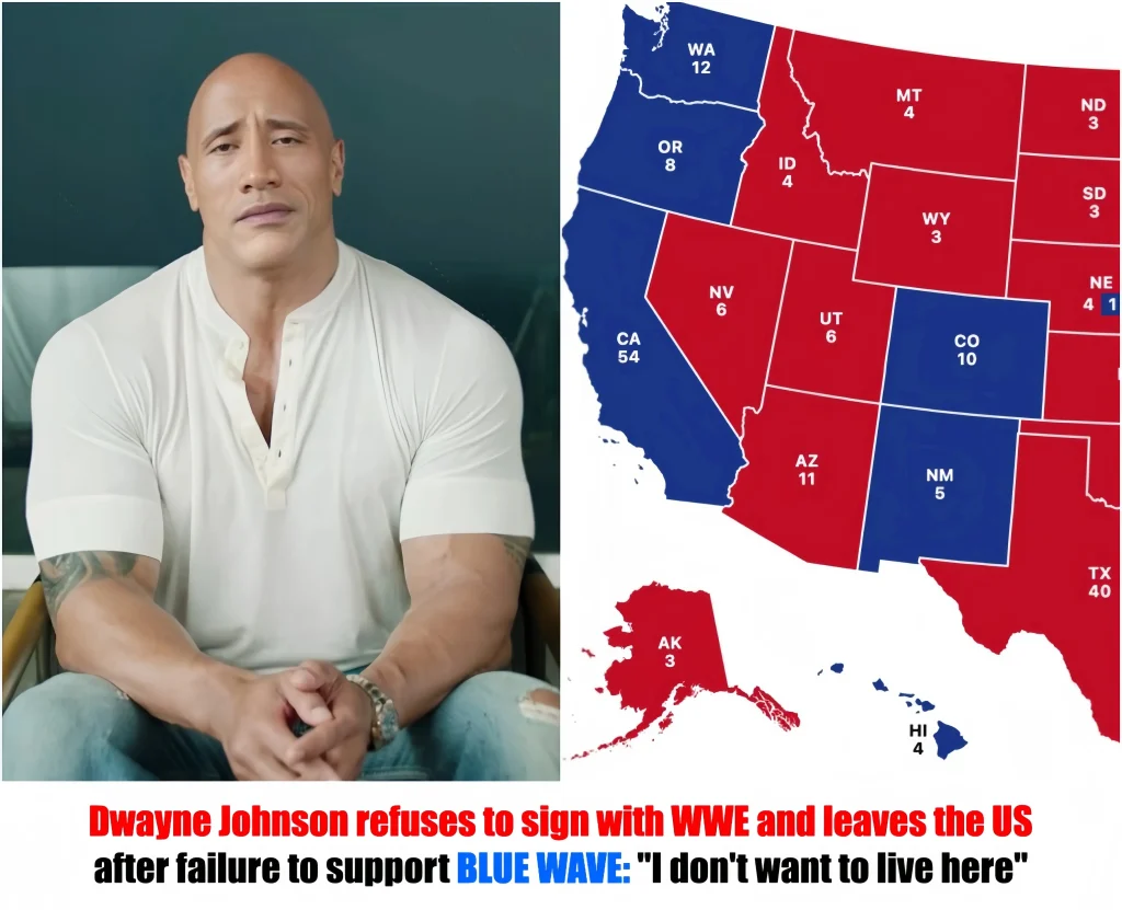 🛑BREAKING NEWS: Dwayne Johnson refuses to sign with WWE and leaves the US after failure to support BLUE WAVE: “I don’t want to live here”