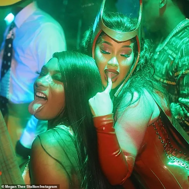 Megan Thee Stallion reunites with Cardi B at mask-less 'H๏τtieween' bash in  Atlanta strip club | Daily Mail Online