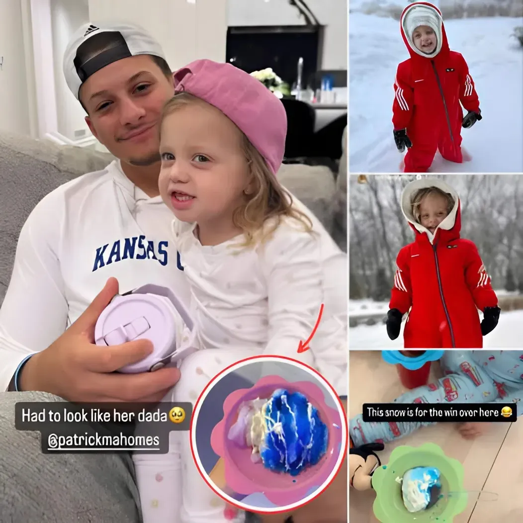 See the Cute PH๏τos of Brittany and Patrick Mahomes’ Daughter Using Snow Cones to Celebrate Snow Day