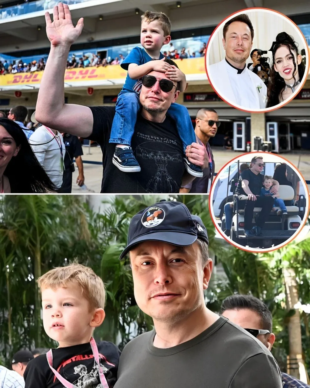 Elon Musk, le milliardaire le plus riche du monde, amène son fils de 3 ans X AE A-XII à la course de F1 à Austin au milieu d’un conflit de garde avec Grimes. 🏎️👨‍👦