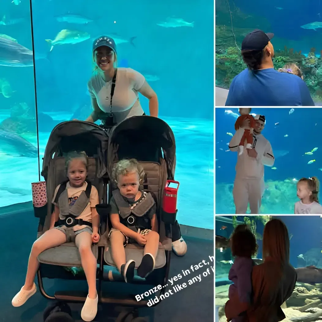 Before the 2025 Super Bowl, Brittany Mahomes and her children spend a day at the aquarium in New Orleans