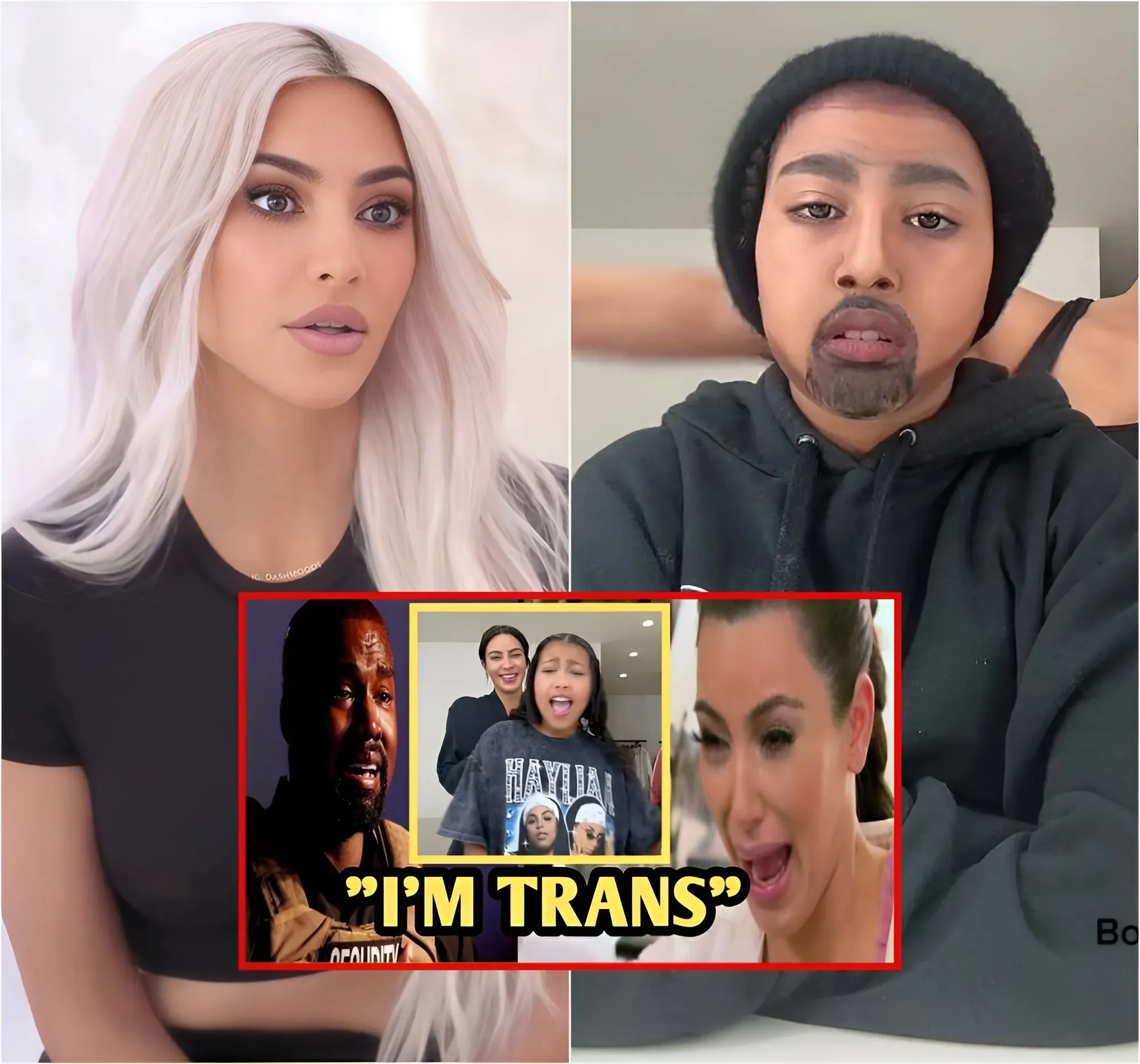 Cover Image for “ I’M Gay” 🚨 Kim Kardashian e Kanye West em LÁGRIMAS enquanto North se assume como TRANS em novo vídeo chocante