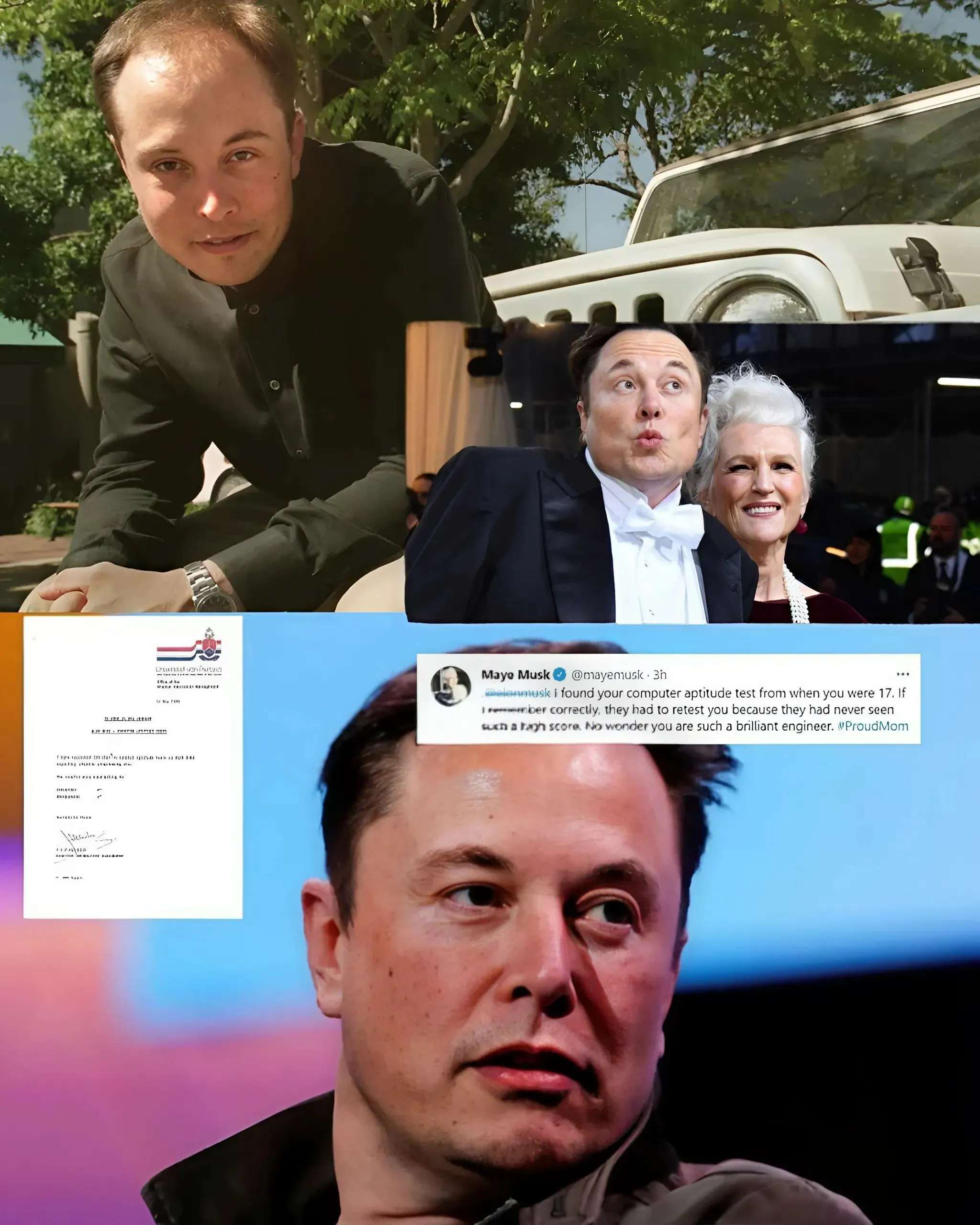 Cover Image for Elon Musk a réagi avec vantardise après que sa mère a partagé les résultats « géniaux » de son test d’aptitude informatique de 1989