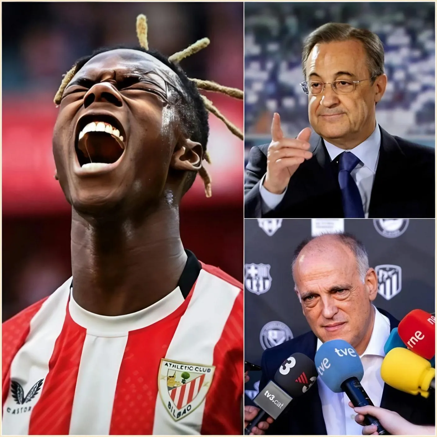 Cover Image for El presidente del Real Madrid y LaLiga fueron acusados de amenazar a Nico Williams, impidiéndole fichar por el Barcelona.