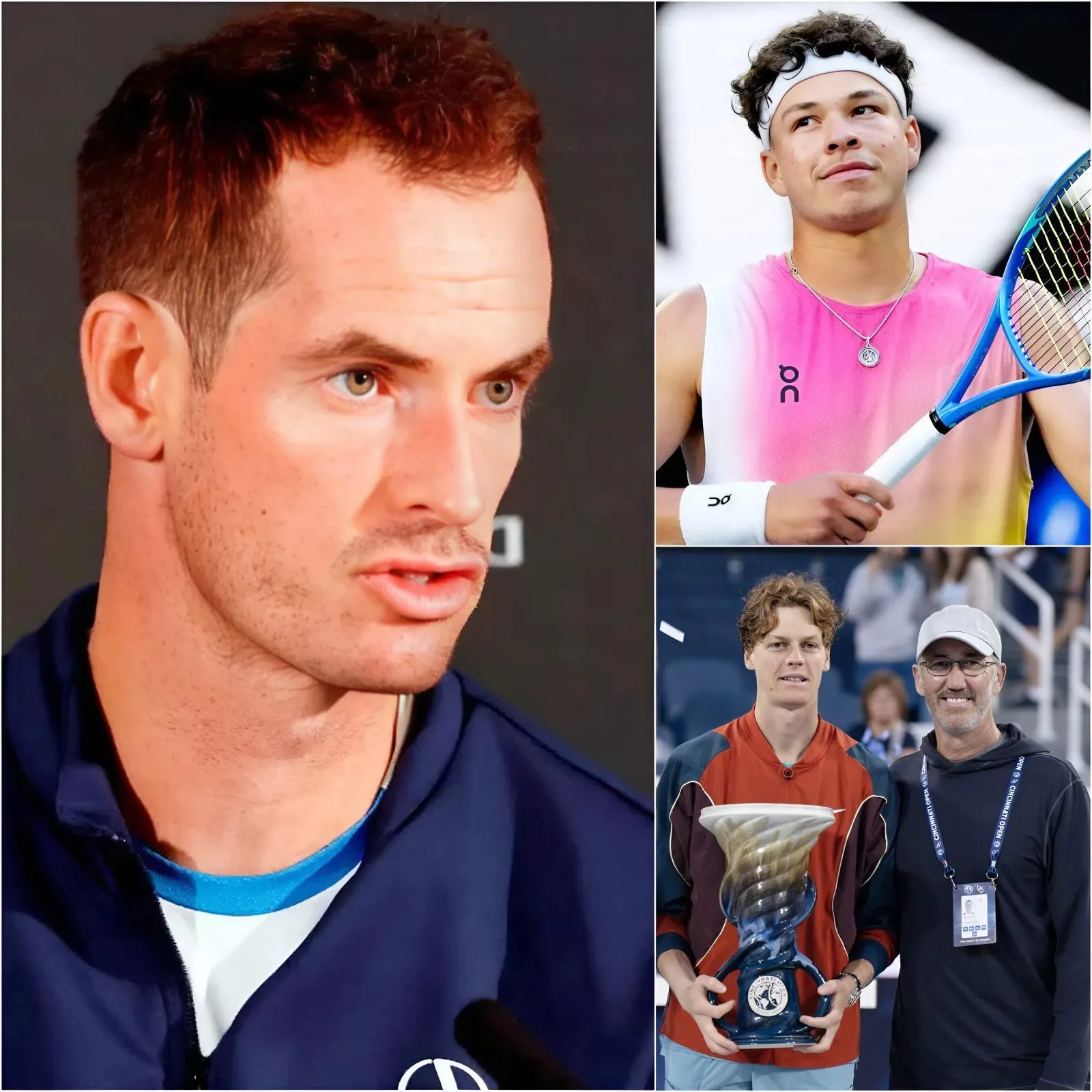 Cover Image for Andy Murray Publicly Mocked The Wimbledon Tournament For Being Unfair When It Favored Jannik Sinner Too Much, Reminding Ben Shelton To Consider When Playing In The Quarter-final Match With That Person, Words That Made Jannik Sinner’s Coaching Staff Speak Out Harshly.