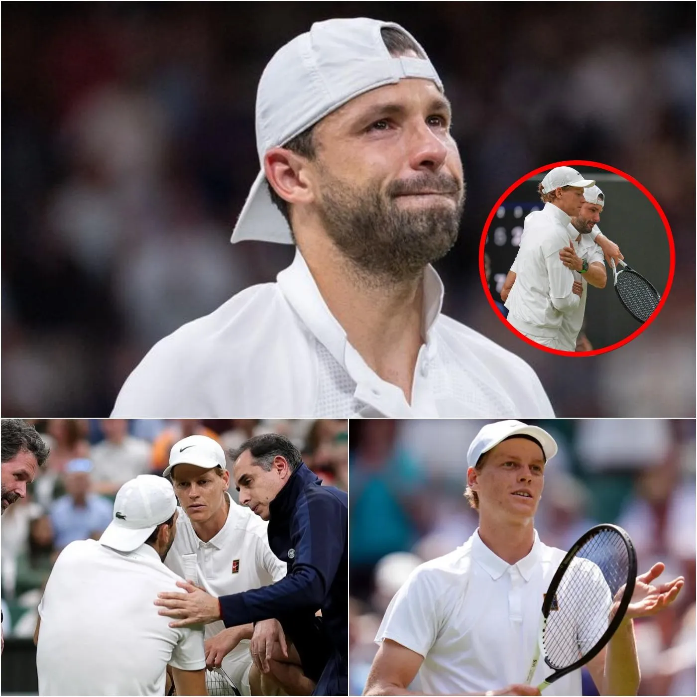 Cover Image for Grigor Dimitrov ha rilasciato una dichiarazione SCONVOLGENTE prendendo di mira Jannik Sinner, affermando che Sinner non ha esitato un attimo riguardo al risultato del match e che avrebbe potuto anche essere squalificato, ma è corso immediatamente in suo aiuto quando si è infortunato: “Non avrei mai pensato che in Italia ci fosse qualcuno così buono! Accetto la sconfitta.”