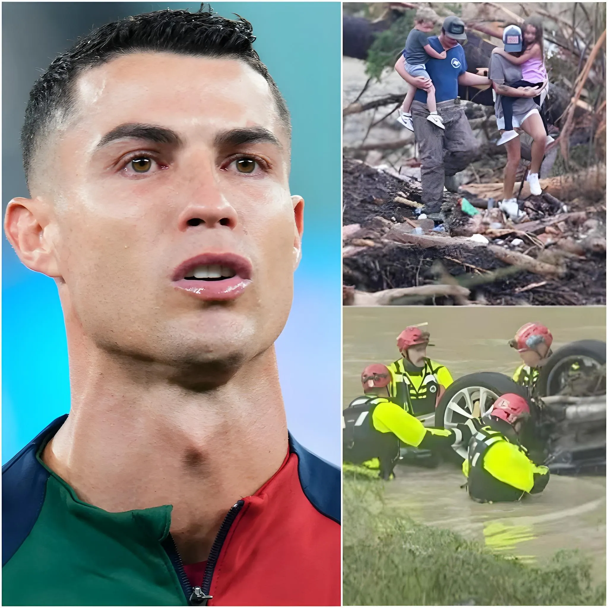 Cover Image for Mientras Texas sufría una devastadora inundación que cobró la vida de al menos 51 personas, incluidos 15 niños, una leyenda del fútbol conmocionó al mundo. Cristiano Ronaldo sorprendió al mundo al donar 3,5 millones de dólares para apoyar a las víctimas y a las familias de los desaparecidos. Pero la siguiente acción de Ronaldo dejó a todos aún más asombrados…