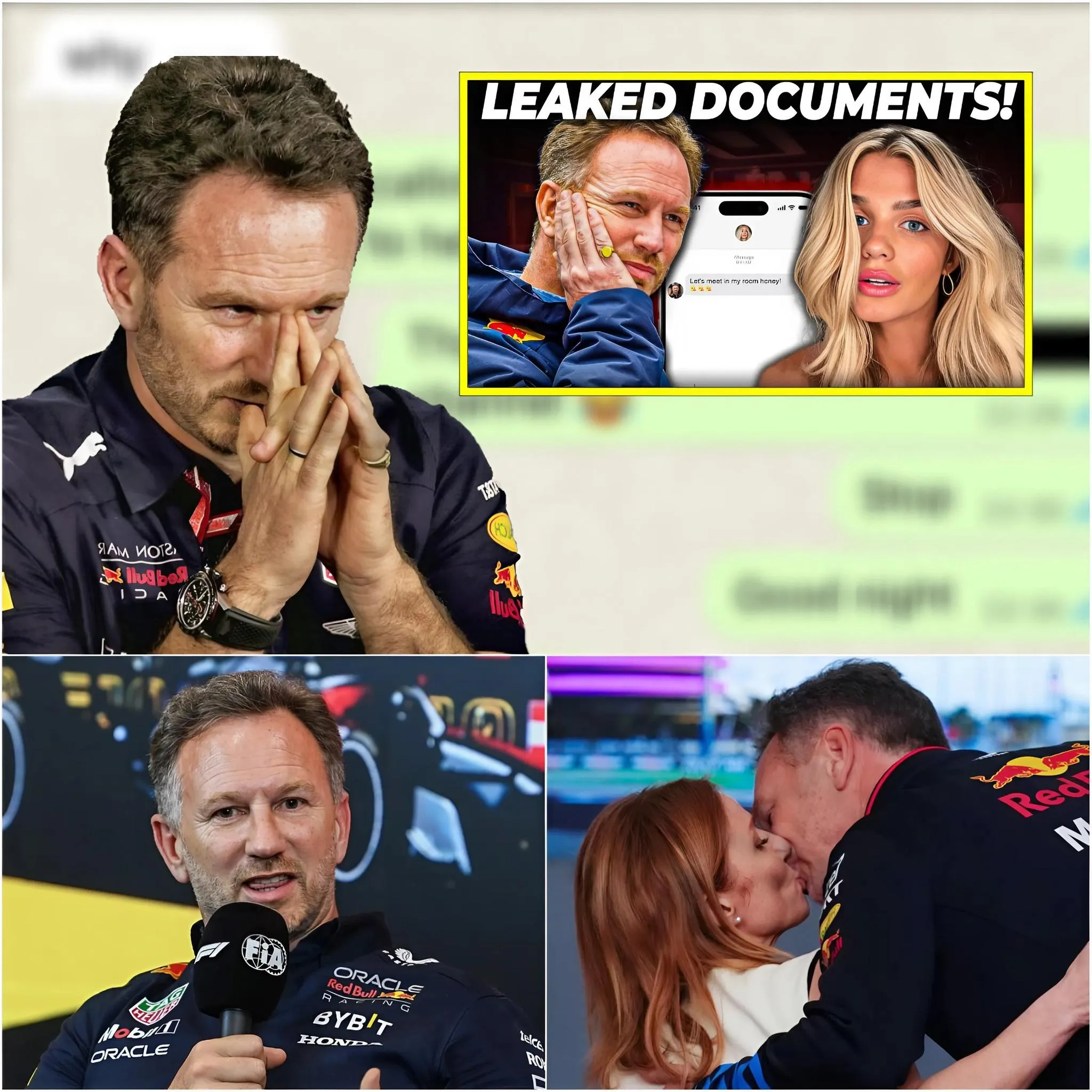 Cover Image for Mensagens de texto vazadas surgiram após a demissão de Christian Horner, que foi acusado de assediar uma funcionária da Red Bull com mensagens de texto.