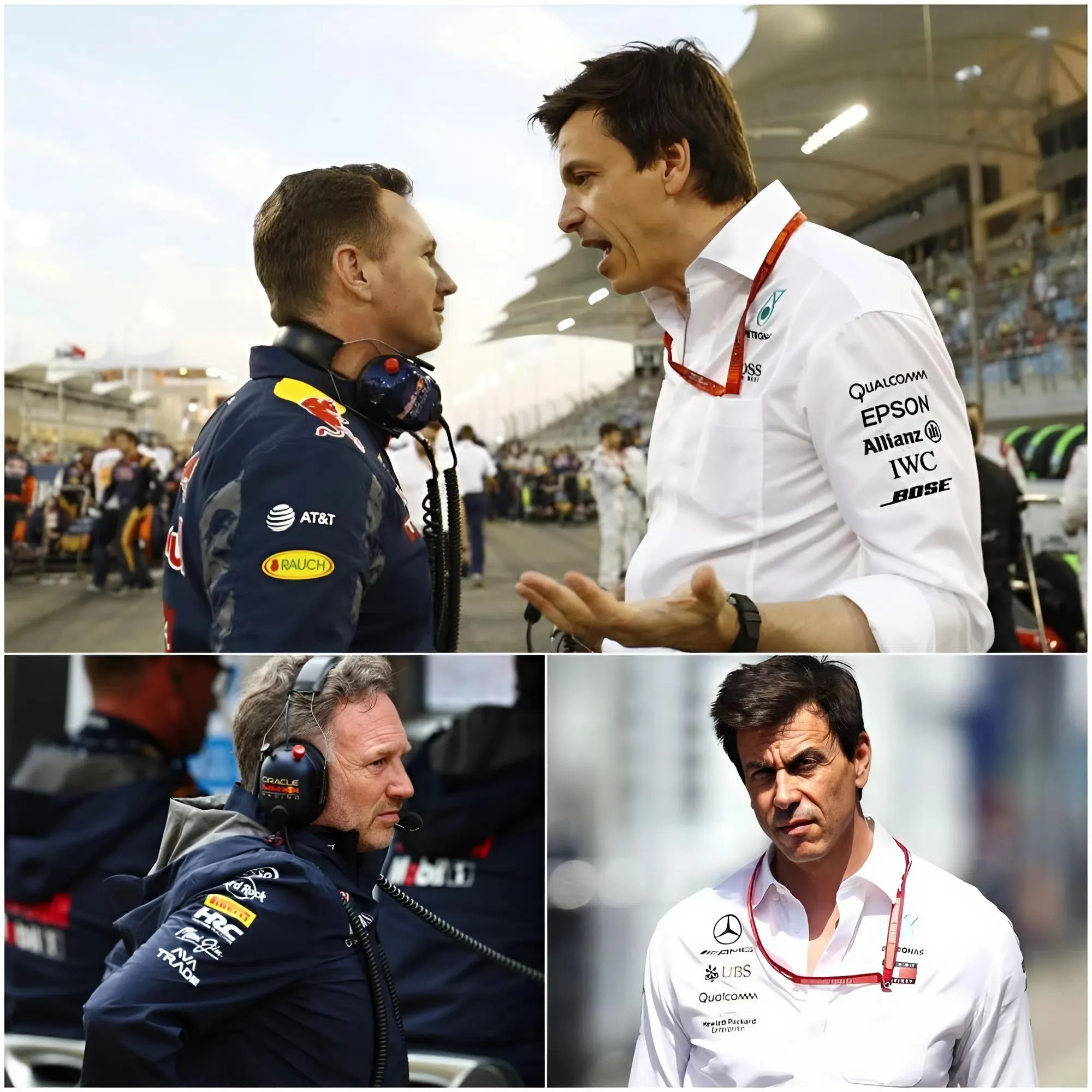 Cover Image for 🚨 Toto Wolff vs. Christian Horner 🚨 Mercedes-baas noemt Red Bull-baas publiekelijk een ‘klootzak’, wat een van de meest explosieve persoonlijke rivaliteiten in de Formule 1-geschiedenis verergert en schokgolven door de paddock en sociale media stuurt.