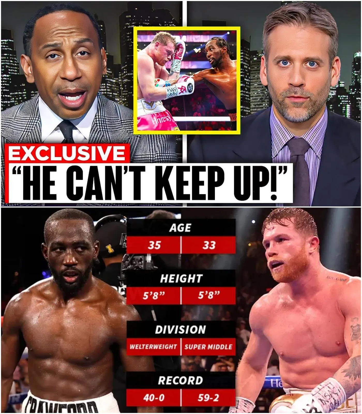 Cover Image for Breaking: Stephen A. Smith et Max Kellerman révèlent une seule faiblesse de Canelo avant Crawford Showdown!