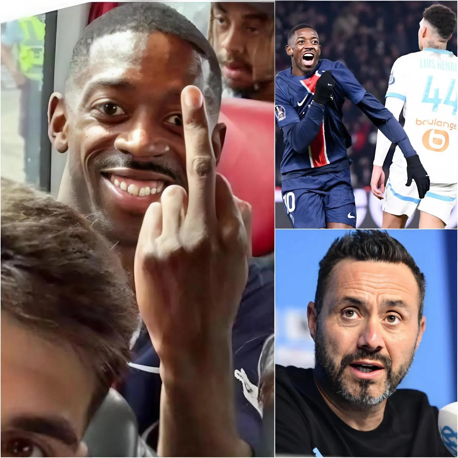 Cover Image for Dembele a mis Olympique Marseille et l’entraîneur Roberto De Zerbi dans l’embarras après que ce dernier ait continuellement critiqué à la fois le joueur et le PSG, surtout après la victoire chanceuse 1-0. Avec seulement 10 mots, Dembele a attiré l’attention de toute la France et les supporters du PSG ont applaudi sans cesse.
