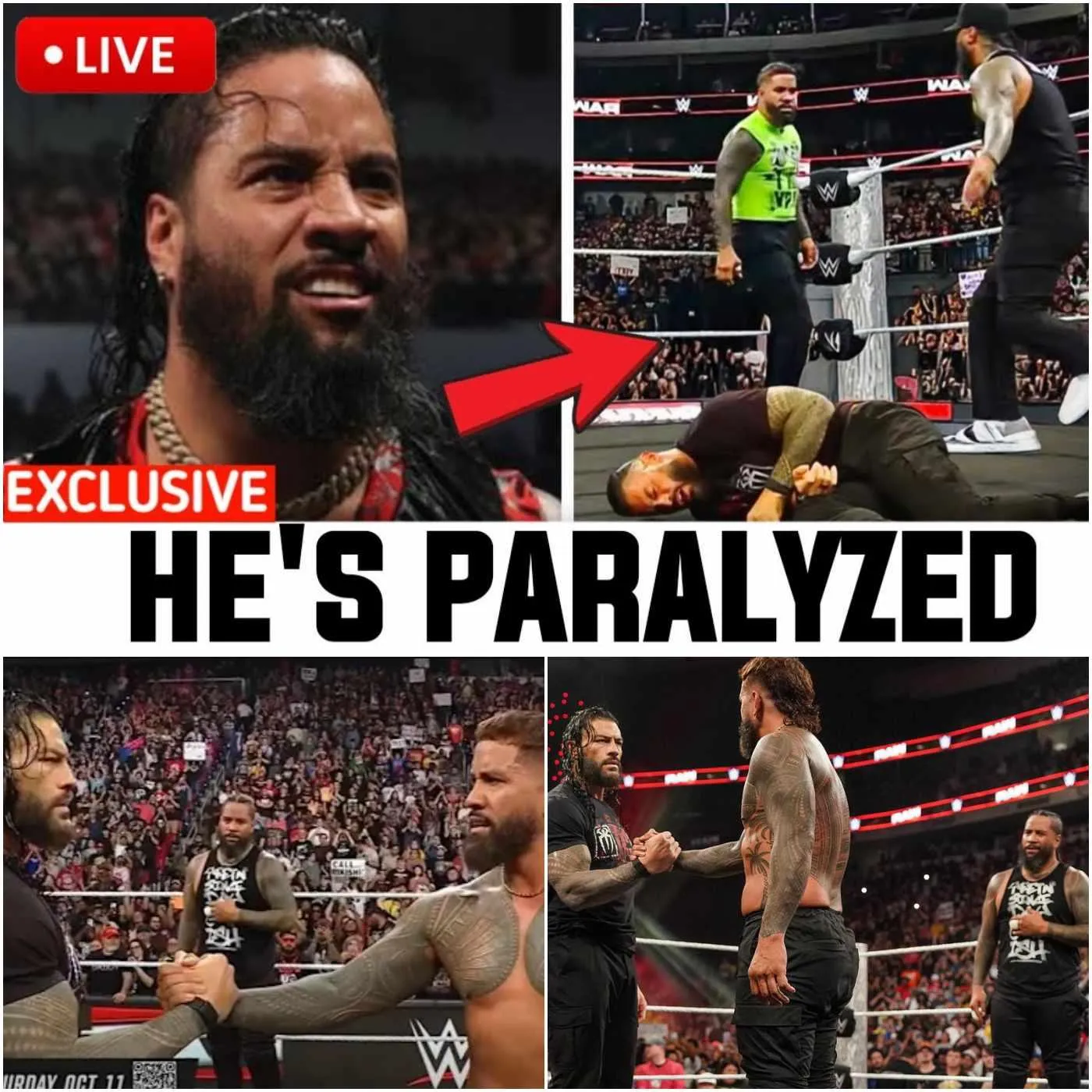 Cover Image for BLOODLINE BETRAYAL‼️JIMMY USO BETRAYS AND ATTACKS ROMAN REIGNS ON WWE RAW