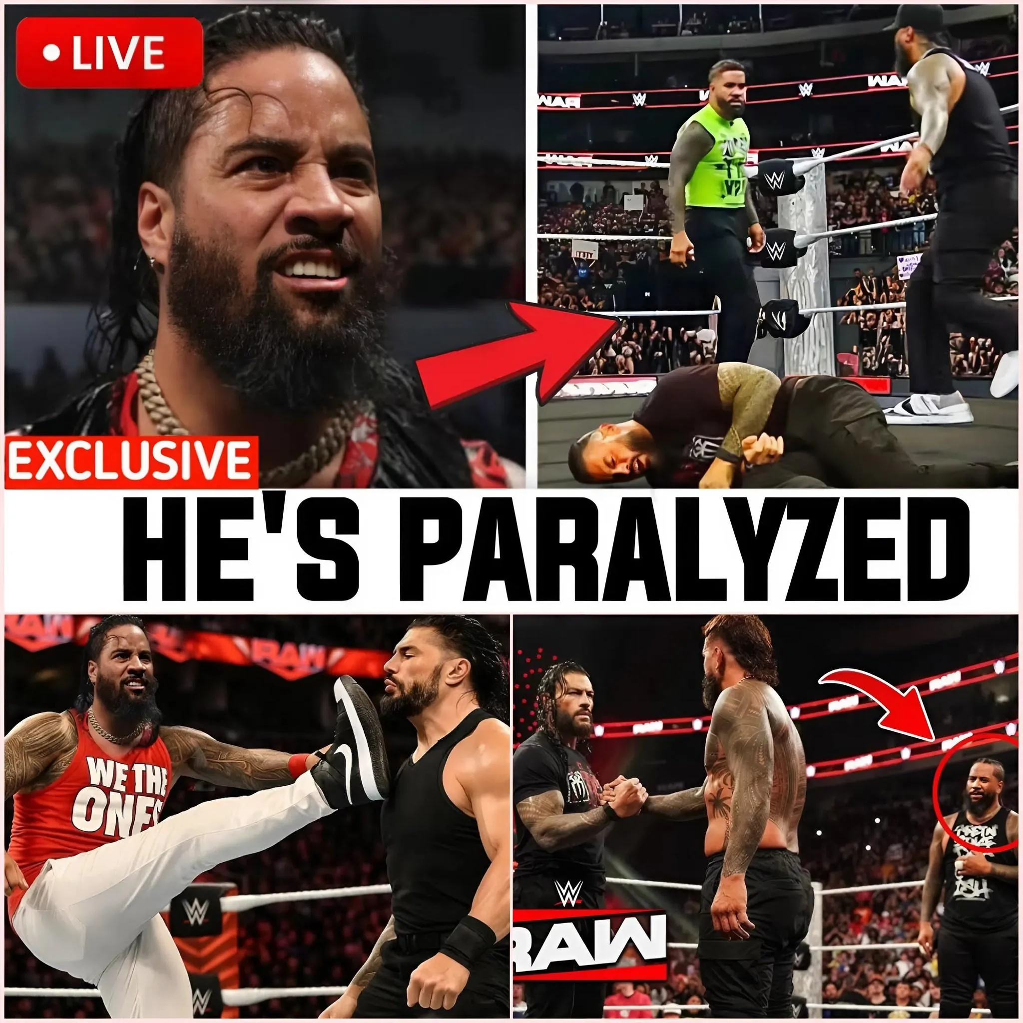 Cover Image for BLOODLINE BETRAYAL‼️JIMMY USO BETRAYS AND ATTACKS ROMAN REIGNS ON WWE RAW