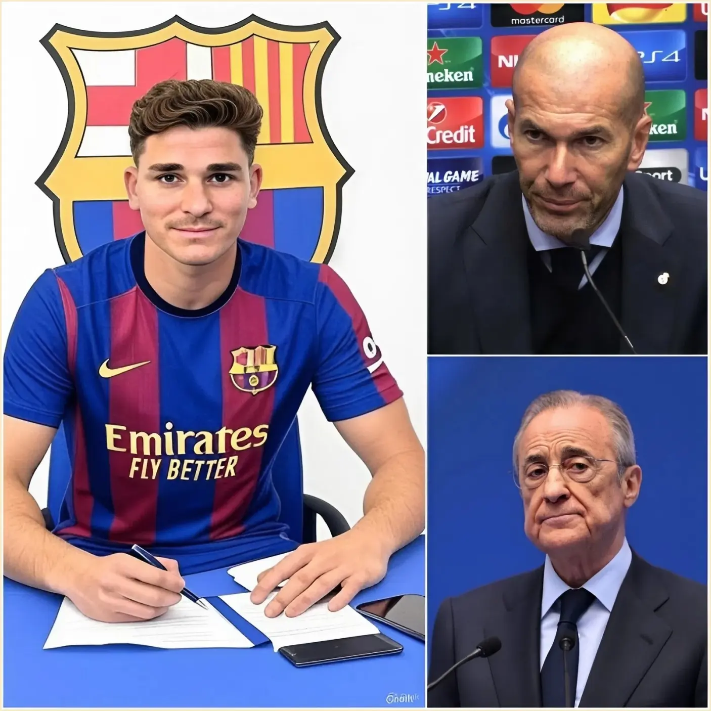 Cover Image for ÚLTIMA HORA ‼️: Zinedine Zidane envía una fuerte advertencia a Florentino Pérez 🫵😱 “Si el Real Madrid permite que Julián Álvarez se una al Barcelona, se arriesgan a otra década de dolor. ¿Un delantero así en su sistema? Podría poner el fútbol español patas arriba.” 😳 LEE los detalles en el primer comentario abajo… 👇👇