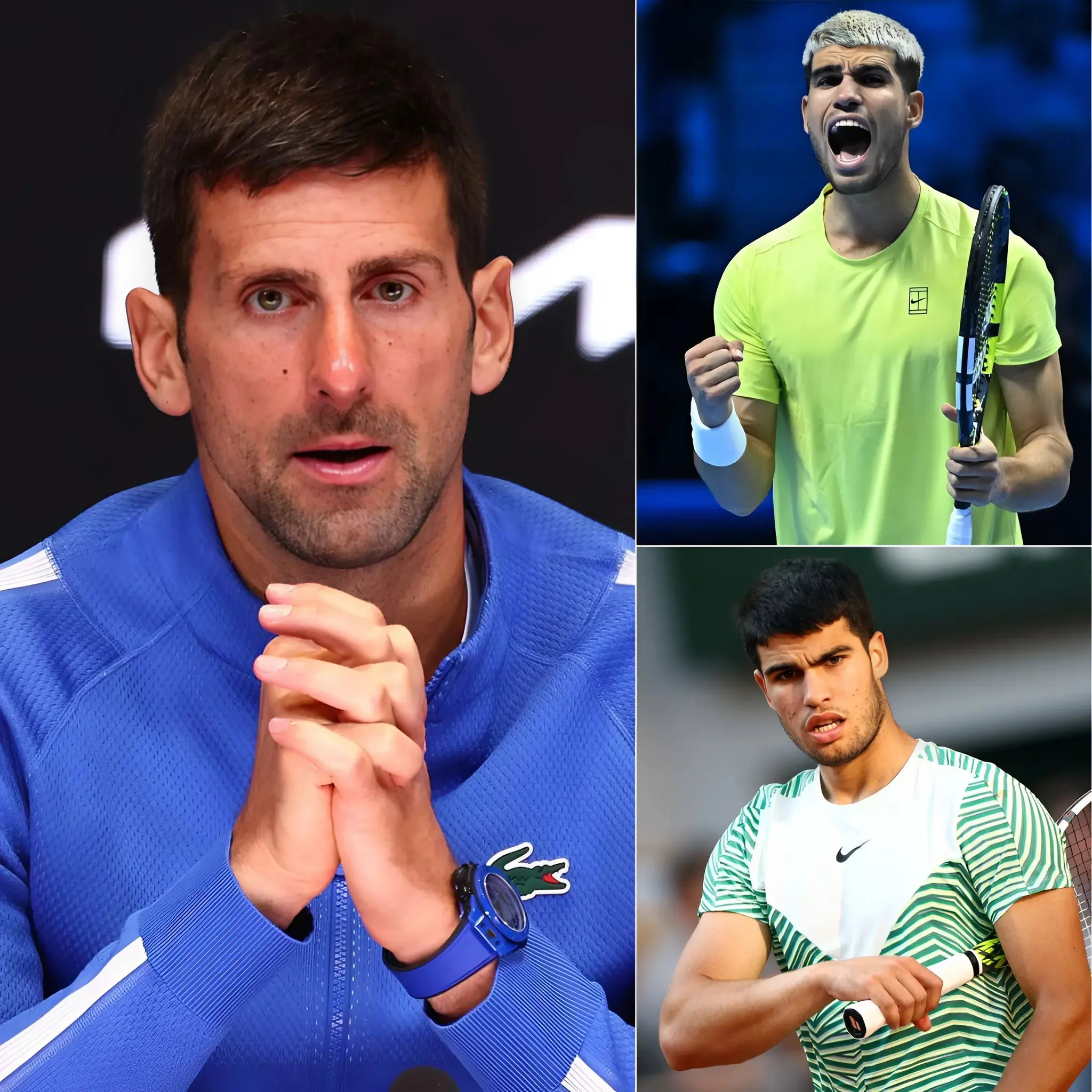 Cover Image for Two Minutes Ago: Novak Djokovic, A Man Who Rarely Speaks Publicly About Others, Shocked The Tennis World With Just 14 Words: ” Don’t Even Think About Messing With Carlos Alcaraz; He’s Stronger Than You Think.” Amid A Wave Of Criticism, Djokovic Came To The Defense Of The Spanish Star, Who Is Going Through One Of The Most Difficult Periods Of His Career. A Brief But Powerful Statement, Capable Of Setting Social Media Ablaze And Completely Changing Public Opinion In A Matter Of Minutes.