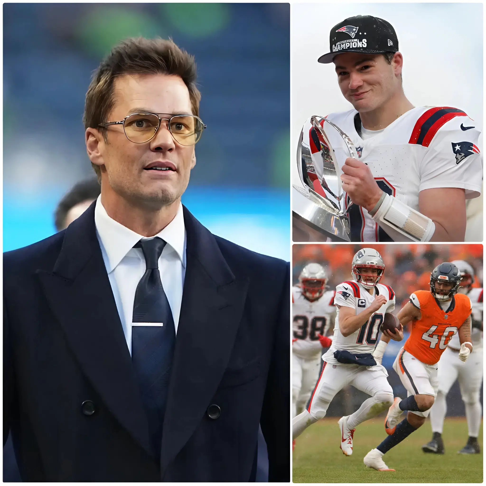 Cover Image for BREAKING NEWS AFTER THE DECISIVE GAME: Patriots legend Tom Brady spoke out after New England’s hard-fought 10-7 victory over the Broncos in the FINAL at Empower Field, making a powerful statement that silenced the Denver Broncos and all doubters. “This game is the answer to everyone who dared to doubt Drake Maye’s quality,” Tom Brady roared. “Under relentless pressure, he stood firm as a rock. Drake doesn’t need the cheers; he just needs the ball to finish the game. That’s the mindset of a true leader. This 10-7 victory isn’t about flashy numbers, but about sweat, tears, and belief. Drake gave it his all—his heart, his composure, and his unwavering faith. And let me be clear, the Patriots are back, a new dynasty is being built right now. If you don’t respect Drake Maye and this team after tonight, you don’t deserve to call yourself a Patriots fan.”