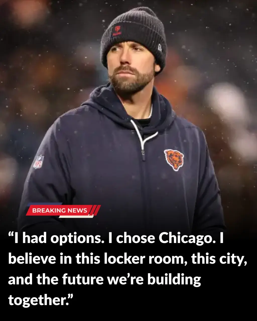 Cover Image for 🚨 Declan Doyle Turns Down Massive Eagles Offer, Chooses Loyalty Over Money — Bears OC Commits to Chicago, Betting on a Young Core, a Clear Vision, and the Belief That the Next NFL Dynasty Is Being Built at Halas Hall, Not Bought Elsewhere.