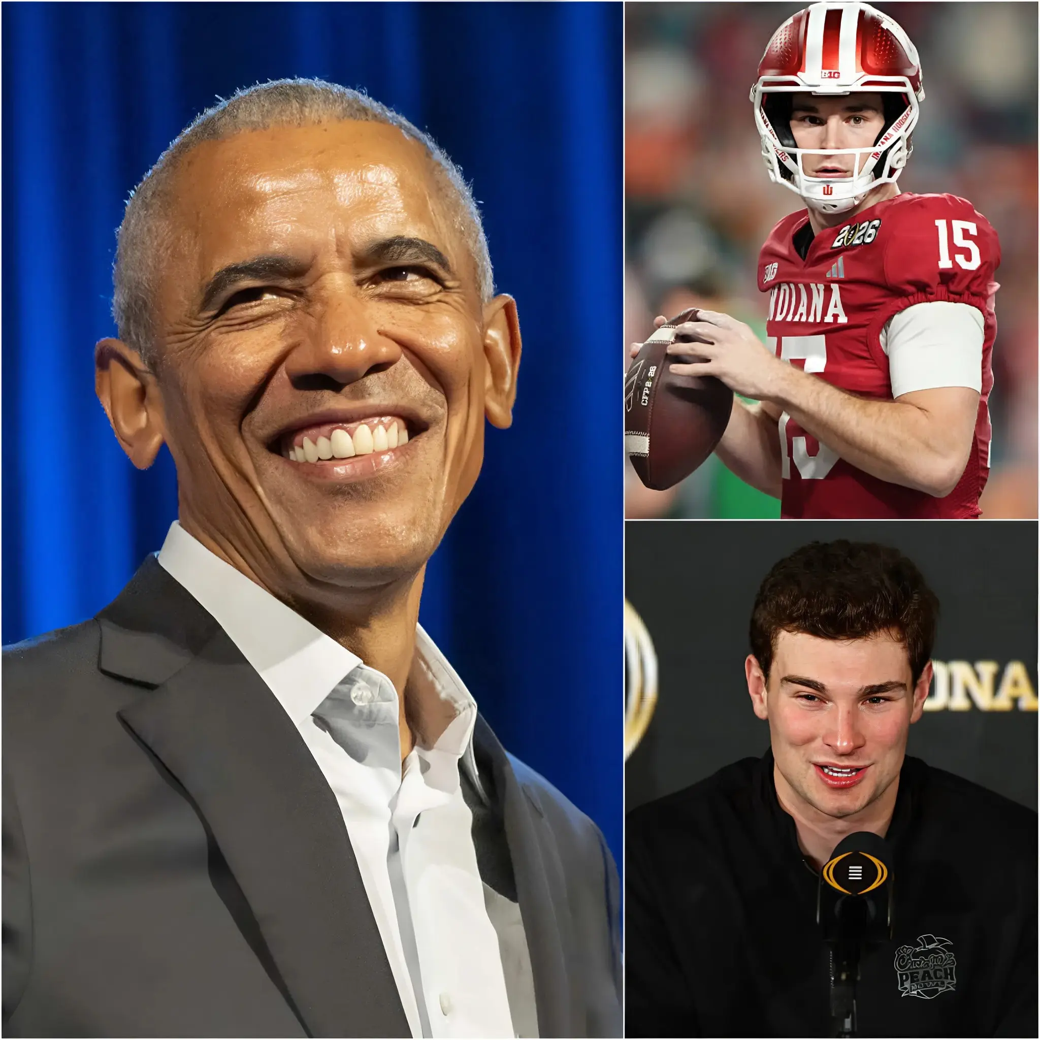 Cover Image for 🚨30 MINUTES AGO: After the 2026 NCAA Football Championship Final, Former U.S. President Barack Obama sent a formal message consisting of 15 words to Fernando Mendoza, praising him as the new pride of American sports and a symbol of national unity; however, what caused an explosion in the world of football and on social media was Mendoza’s three-word reply: brief, calm, but powerful enough to spark discussion, reflection, and emotion among fans as they witnessed the resilience of a young champion rewriting a new chapter for American football.