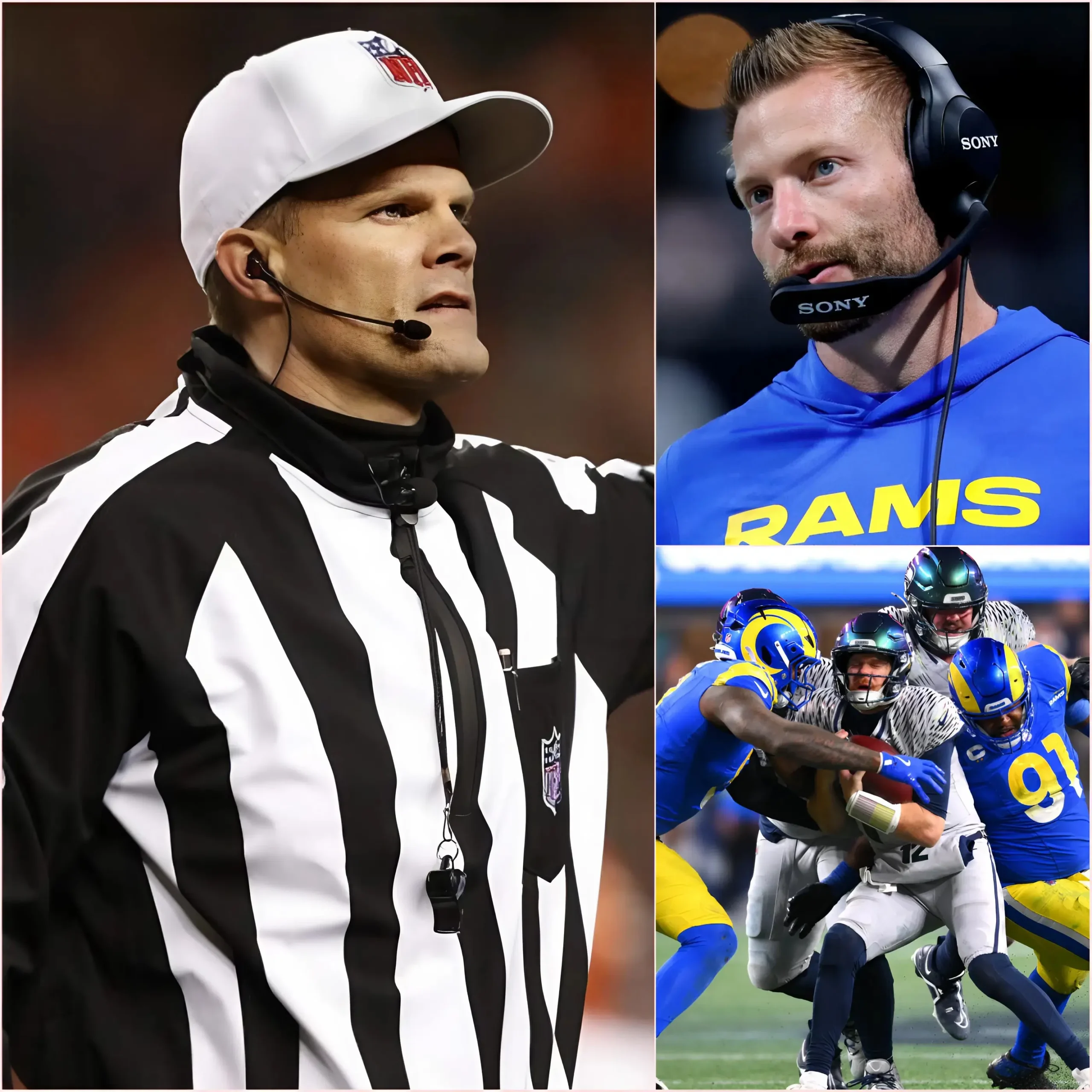 Cover Image for “This isn’t a mistake, this is sports murder!” – The owner of the Los Angeles Rams broke down in tears in a fit of rage, uttering words that stunned the entire NFL community. Immediately after the controversial game between the Rams and the Seahawks, referee Clay Martin was officially “REMOVED” from the NFL with the harshest disciplinary action ever. All his authority was revoked immediately, without negotiation. But what truly caused a public uproar was a leaked audio recording on social media. In it, Clay Martin’s voice allegedly revealed his intention to “murder” the Los Angeles Rams through extremely unusual and systematic refereeing decisions. Many called this “the clearest evidence of deliberate bias.” Just hours after the recording went viral, the president and owner of the Rams appeared in a state of extreme anger and anguish. The horrifying truth lies in the comments! 👇