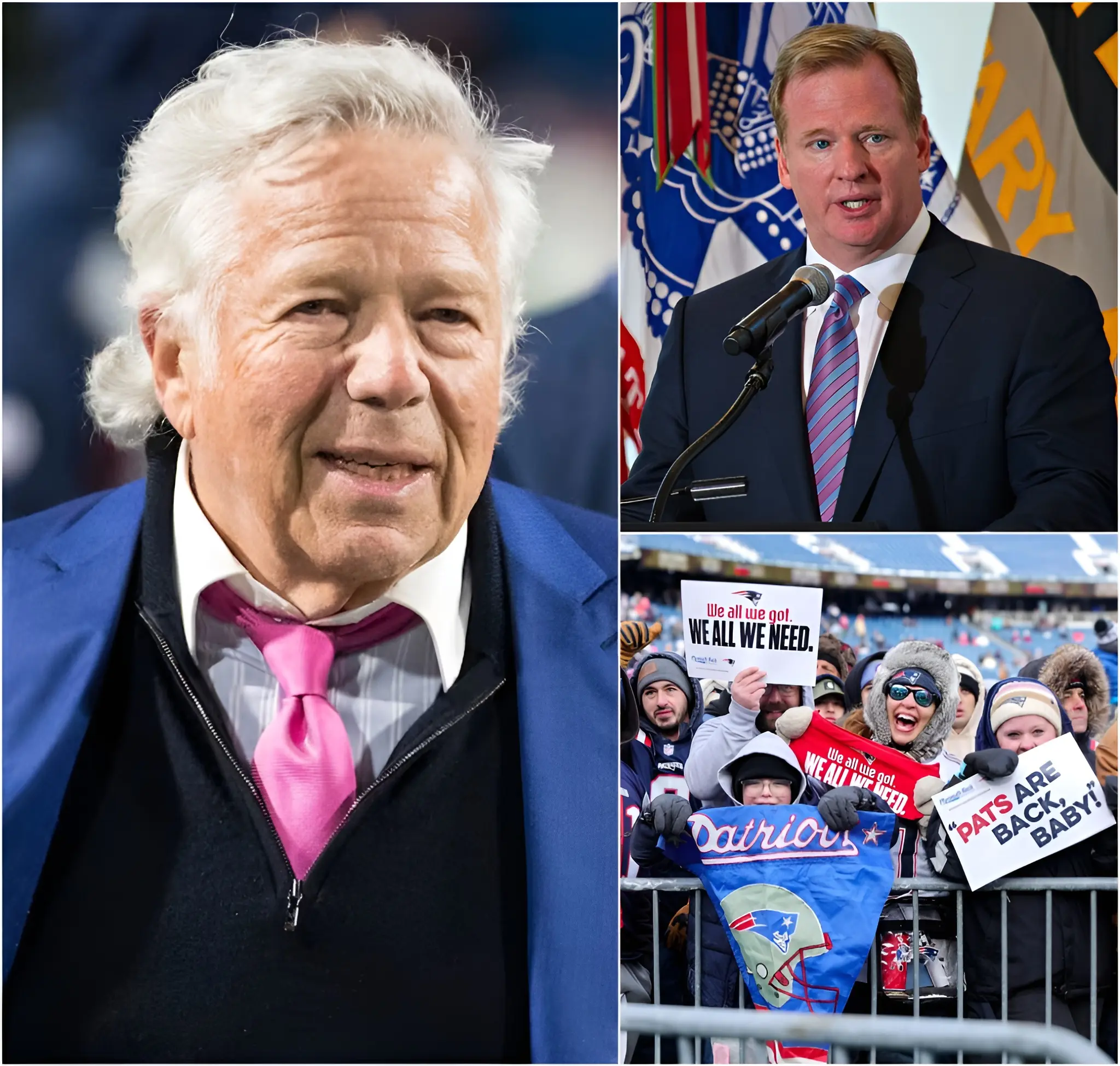Cover Image for BREAKING NEWS: Patriots owner Robert Kraft publicly criticized the NFL, claiming that the number of tickets allocated to New England fans was significantly lower than those given to Seahawks supporters and celebrities for the Super Bowl at Levi’s Stadium. He accused the league of unfair distribution, arguing that it diminishes the voices of loyal Patriots fans and creates a psychological advantage for the opponent in the stands. Robert Kraft stressed that the Super Bowl should be a celebration for true fans, not a stage that favors fame and status. NFL Commissioner Roger Goodell immediately responded, stating that the ticket allocation process follows long-standing league practices and is designed to balance the interests of all parties involved. His response has only fueled further debate over the NFL’s transparency and fairness in the lead-up to the biggest game of the season.