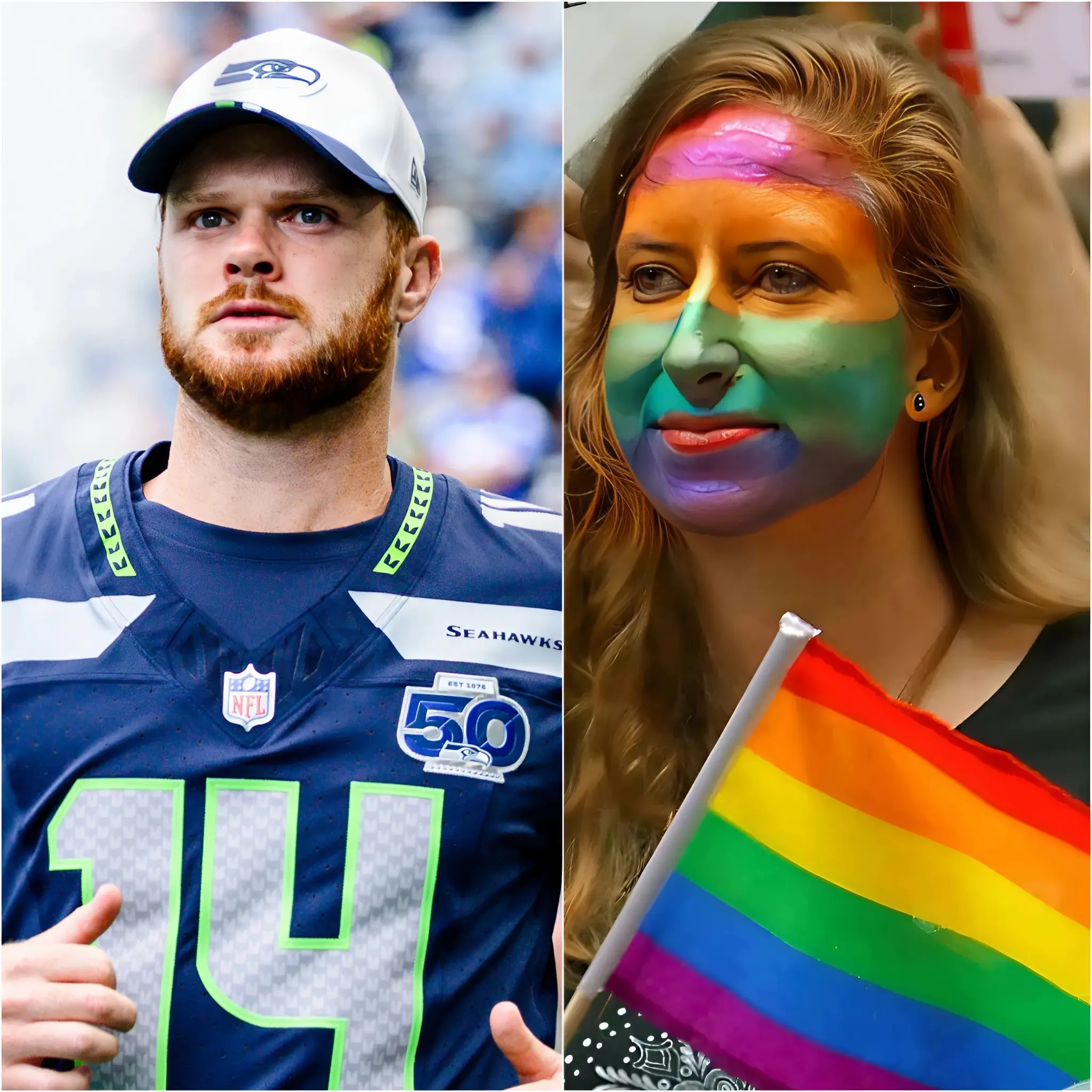 Cover Image for BREAKING: Sam Darnold has sparked widespread controversy across the NFL after reports surfaced that he would decline to wear the LGBT rainbow captain’s armband at the Super Bowl. During a candid press conference, the Seahawks quarterback was quoted as saying he would “rather retire tomorrow” than put it on. The comments quickly went viral, drawing sharp criticism from league commentators and advocacy groups alike. As scrutiny intensifies, both Darnold and Seattle’s leadership are now under mounting pressure, with the next 24 hours expected to be decisive for his future.