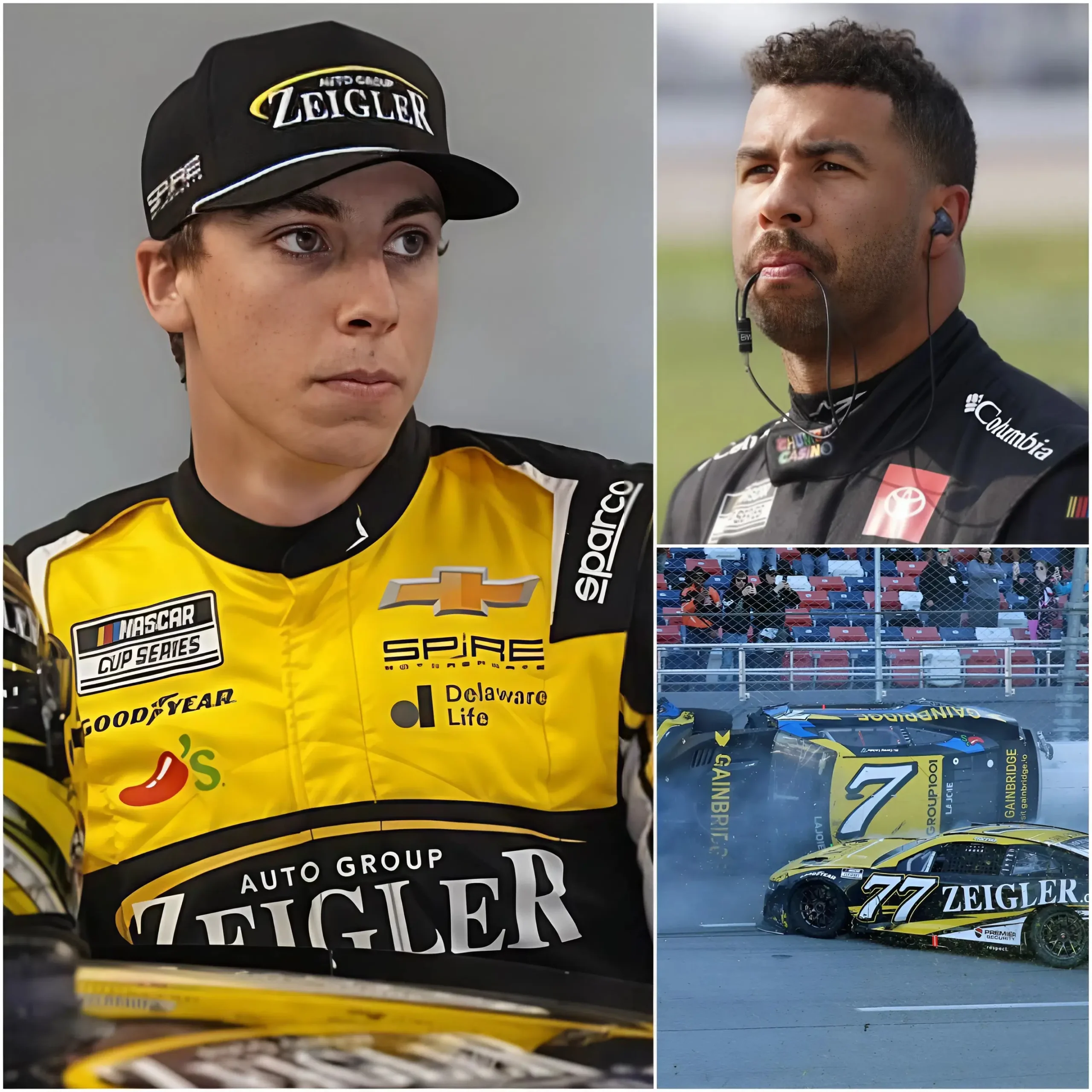 Cover Image for 🚨🔥 TRACK ERUPTS IN CONTROVERSY: After a bone-chilling collision, Carson Hocevar lost his composure and fired off 12 knife-sharp accusations directly at Bubba Wallace. The young driver claimed his rival deliberately caused the crash, turning a split-second life-or-death moment into an explosive scandal that forced NASCAR to step in urgently.