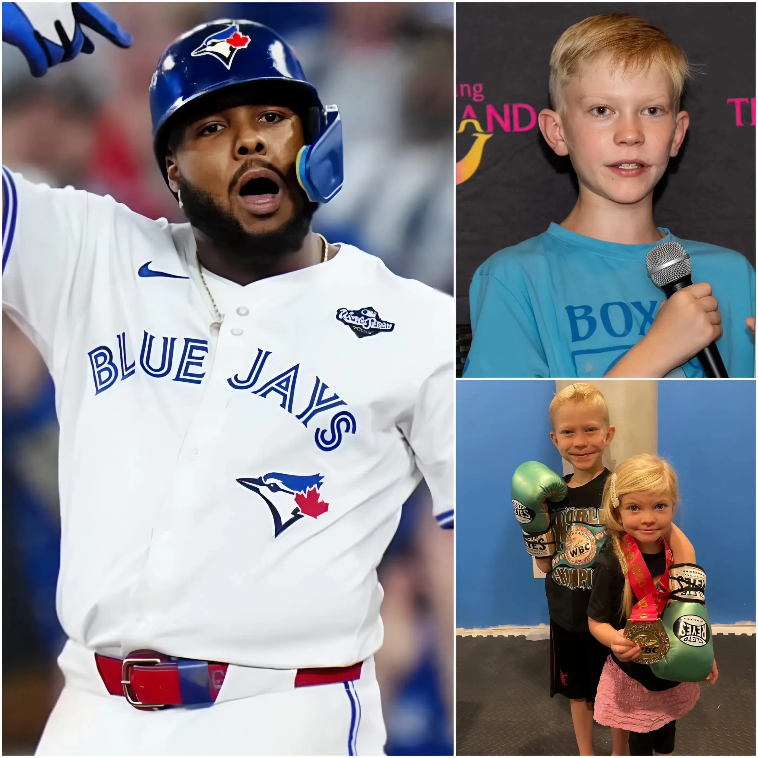 Cover Image for “A COMPASSIONATE SOUL, A GREAT HEART” — MLB star Vladimir Guerrero Jr. shocked the public after unexpectedly spending more than $300,000 to support six-year-old Bridger Walker, the boy who required 90 stitches after saving his younger sibling from a vicious dog attack. “The boy acted like an incredible hero, enduring pain that even a professional athlete might not be able to withstand. I agreed to invest a large amount of money to help him undergo surgery, restore his face, and change what he has been through.” However, in response to the six-figure gift, Bridger Walker gave an answer that left all of America stunned and Vladimir Guerrero Jr. speechless, because it was almost unbelievable that a six-year-old child could say something so profound.