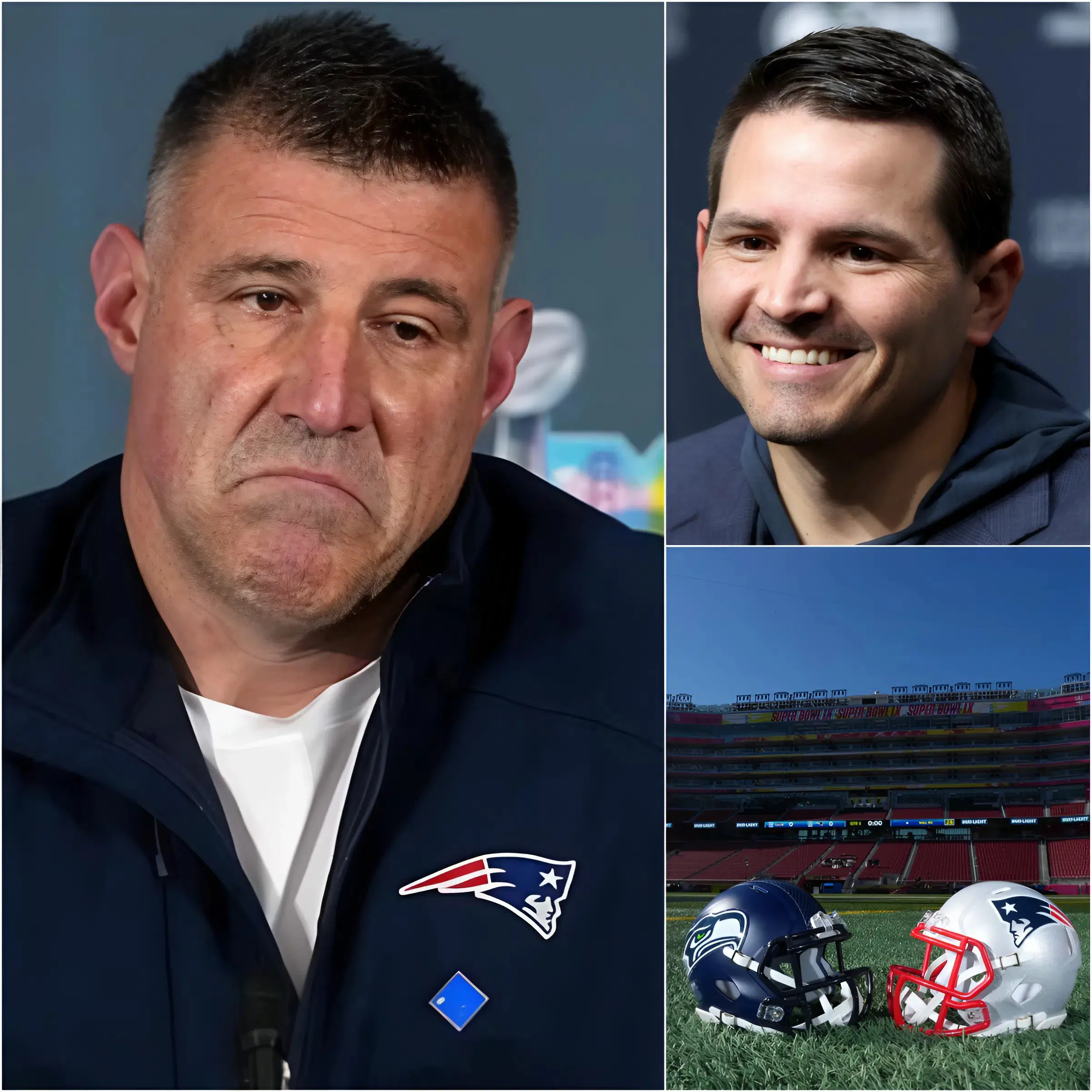 Cover Image for “THEY ARE UNDERESTIMATING US!” — The atmosphere leading up to Super Bowl LX unexpectedly erupted when New England Patriots head coach Mike Vrabel publicly responded to shocking statements from the Seattle Seahawks. The controversy stemmed from Coach Mike Macdonald’s statement that he would use many young, inexperienced players against the Patriots, implying that New England’s skill level was “too weak” and not worth the Seahawks’ full effort. This statement immediately ignited Vrabel’s wrath, which he considered a blatant insult and a disregard for the Patriots’ illustrious tradition. Furthermore, Macdonald stirred up controversy by personally attacking a Patriots player, suggesting that the player suffered from “star syndrome,” inflated fame, and lacked the composure to handle the pressure of the big stage. This heated war of words is turning Super Bowl LX into a battle of honor not only on the court, but also off the sidelines. WATCH THE FULL VIDEO HERE 👇👇