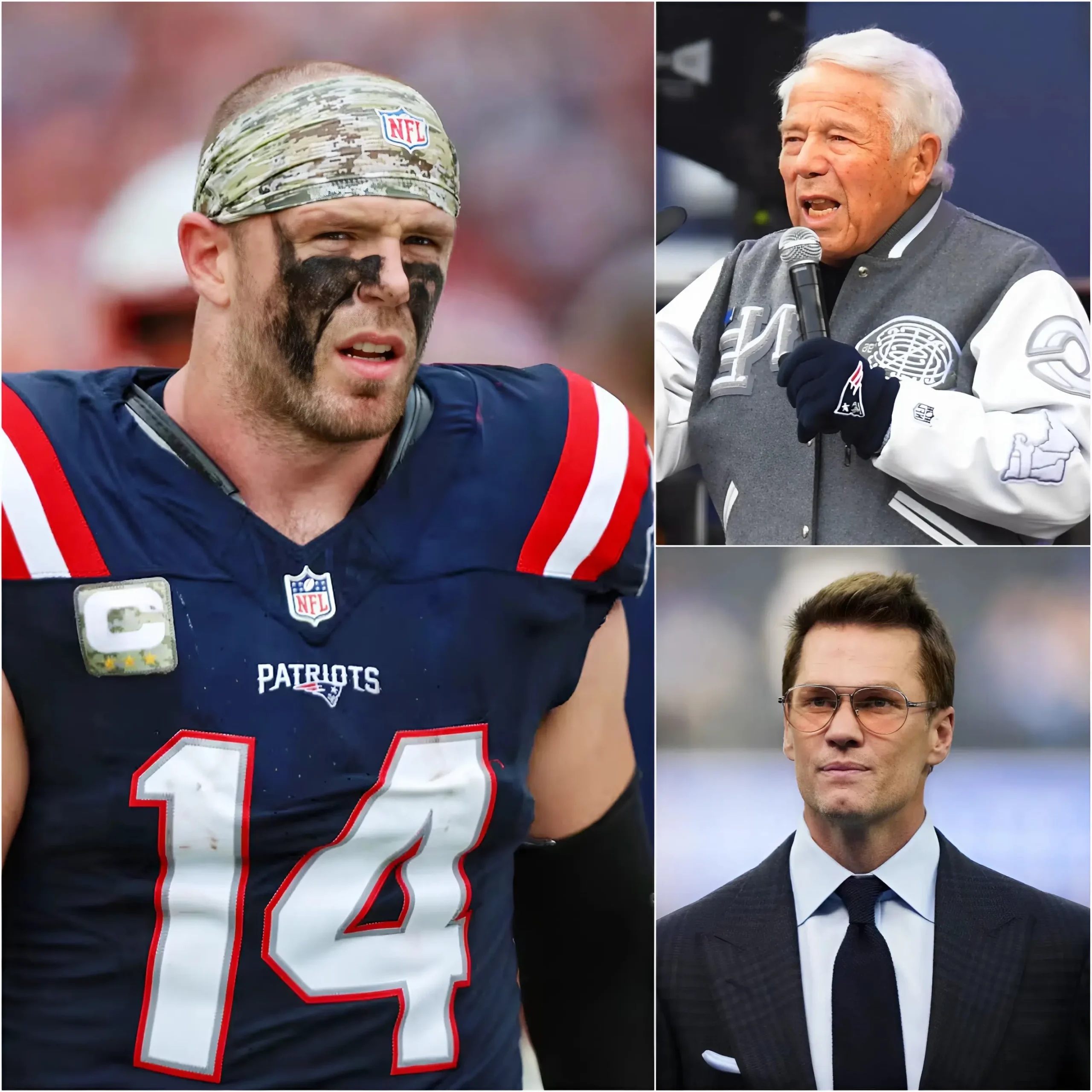Cover Image for “It’s all his fault!” Robert Spillane, who publicly criticized Brady before the Super Bowl for his “I don’t have a dog in the fight” remark, exploded in an exclusive press conference with ESPN. He directly blamed Tom Brady for “destroying team morale” right before the biggest game of the season. “Tom Brady, our GOAT, killed this team before the game even started.” He also revealed that before the Super Bowl, the two of them actually got into a physical altercation in the locker room – pushing and shoving, almost coming to blows while defending Brady. We had to pull them apart, but from then on the team completely lost focus. This revelation enraged Patriots fans. Five seconds later, the New England Patriots president made a decision that shocked the entire NFL!