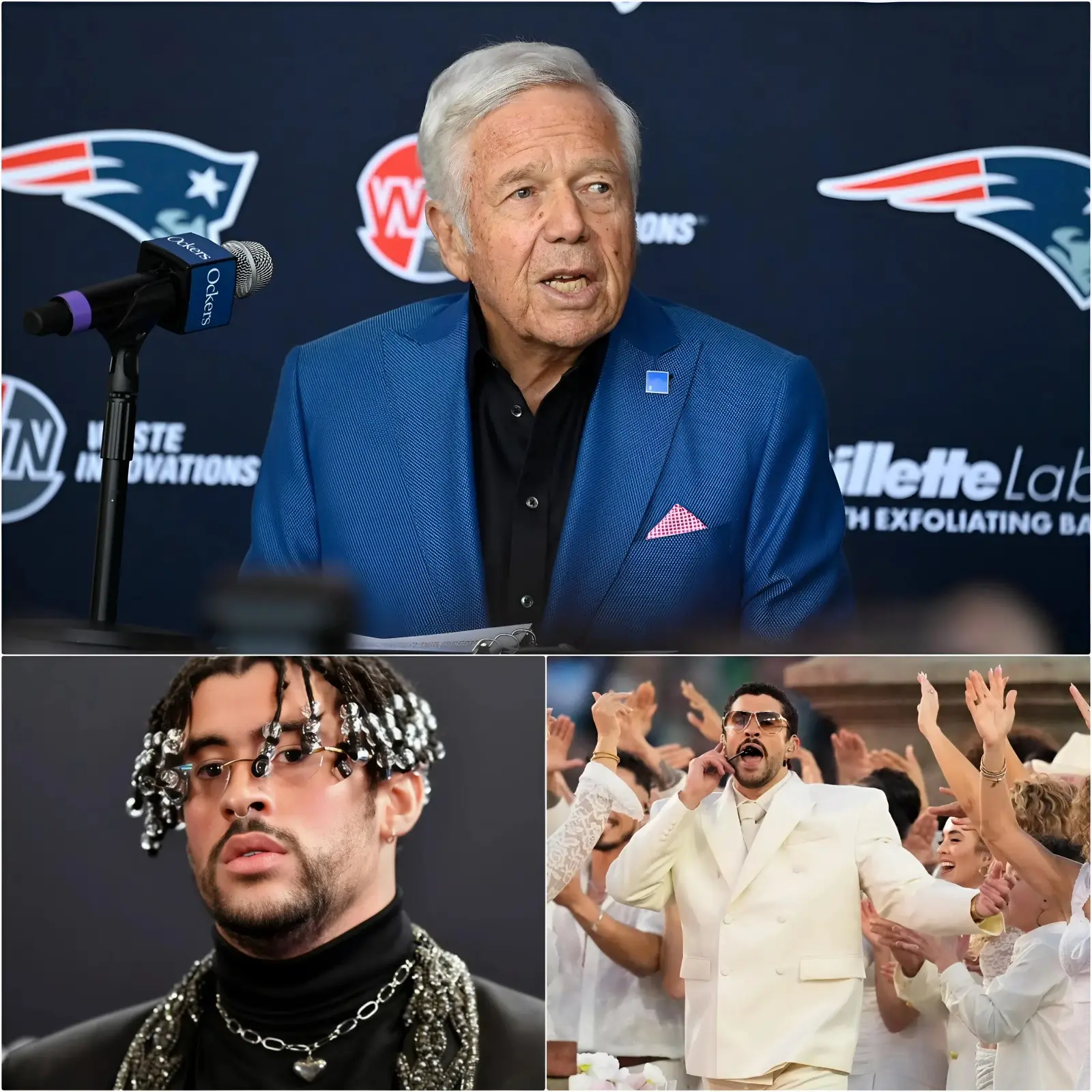 Cover Image for BREAKING NEWS: After Super Bowl LX, Patriots chairman Robert Kraft slammed Bad Bunny’s halftime show as “the worst in history” saying it lacked energy and failed to connect with traditional NFL fans. He argued that the performance missed the spirit of the Super Bowl and distracted from the game itself. Kraft also claimed the show hurt the league’s image and urged the NFL to rethink its entertainment strategy. His remarks immediately sparked fierce debate online, dividing fans and celebrities across the sports and music worlds.👇👇