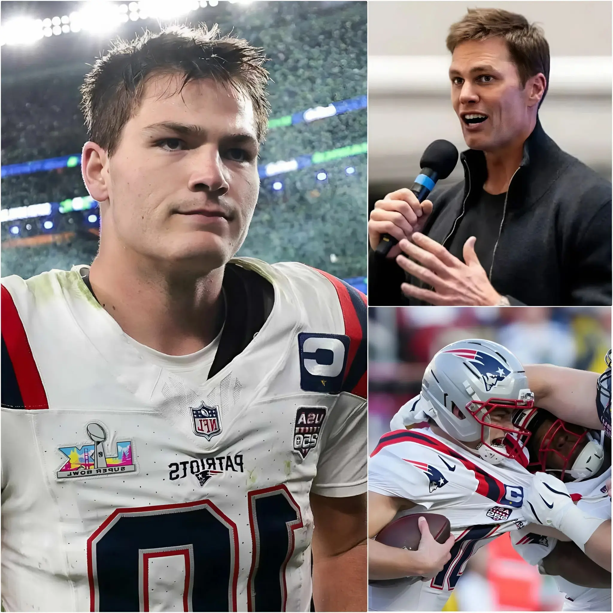 Cover Image for “HE DESERVES MUCH MORE THAN THIS” — Legendary Tom Brady has just spoken out in defense of Drake Maye: “What is happening to Drake Maye is a crime in the world of football.” How can people be so cruel as to abandon and attack a 23-year-old young man — the one carrying the responsibility and the hopes of the entire New England Patriots on his shoulders? Tom Brady then delivered a 12-word warning that shook the entire NFL world, leaving fans stunned and unable to believe what they had just heard. 👇👇