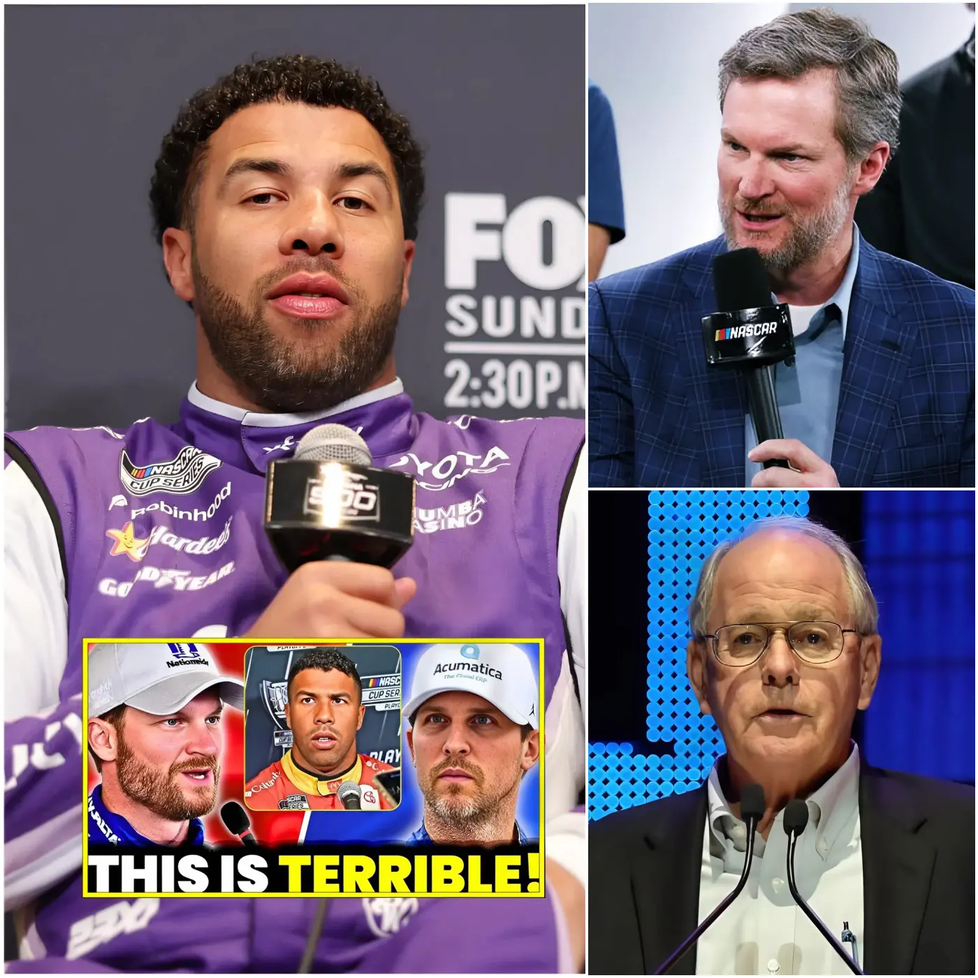 Cover Image for 🚨🔥 “Anyone who dares mock me clearly doesn’t understand what I represent in this sport!” Bubba Wallace exploded in anger, issuing a direct ultimatum to NASCAR officials. His fury quickly swept across the paddock. And just minutes later, Dale Earnhardt Jr. fired back with a statement of only 15 words — short, sharp, and powerful enough to force NASCAR executives into an emergency behind-the-scenes meeting.
