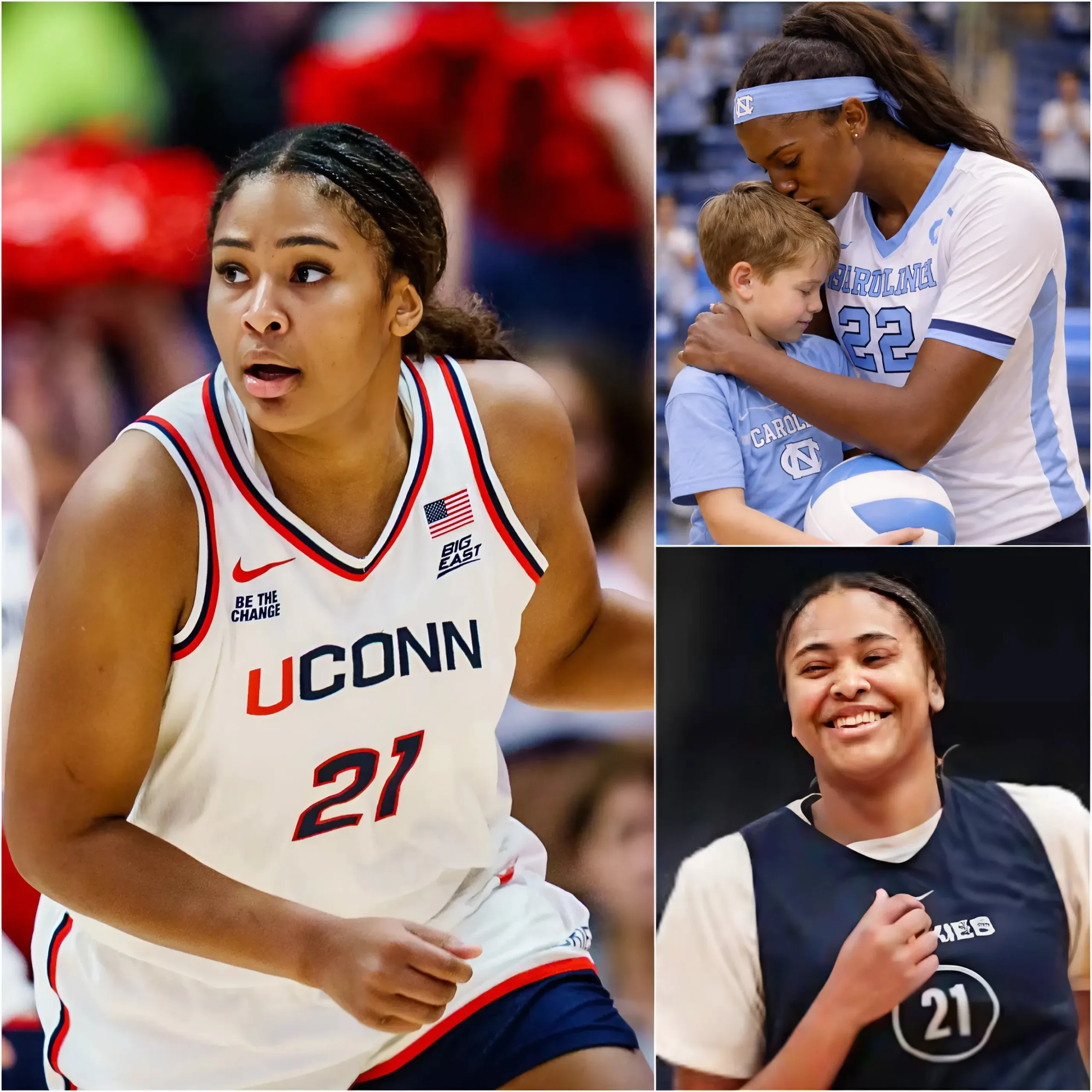 Cover Image for During a big UConn Huskies game at Gampel Pavilion, in a tense inning, Sarah Strong accidentally collided with a small ball boy, causing him to fall and sob uncontrollably in pain. The entire arena fell silent, the cheering ceasing for a moment. Sarah – known for her strong, aggressive playing style – immediately stopped, ran to the boy, knelt on one knee, gently hugged him, and lightly kissed his forehead. She whispered something in a warm, gentle voice: “It’s okay, buddy. You’re tough, just like us Huskies. We’re in this together.” The boy stopped crying instantly, smiled through his tears, and even gave Sarah a thumbs-up.