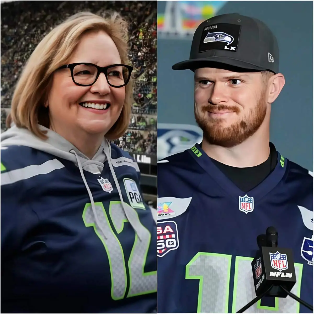 Cover Image for “He’s not just a champion, he’s… the true soul of the Seahawks!” Just after the crucial pre-game moment in the Seattle Seahawks’ Super Bowl LX game against the New England Patriots, Seahawks owner Jody Allen unexpectedly announced she would give Sam Darnold 5% of the team’s stock, worth millions of dollars, making him a co-owner and a key part of shaping the club’s future if the Seahawks win the championship. Immediately, five-star quarterback Sam Darnold responded with 15 short words that silenced the entire room for a few seconds before erupting in thunderous applause and cheers… Details below 👇👇