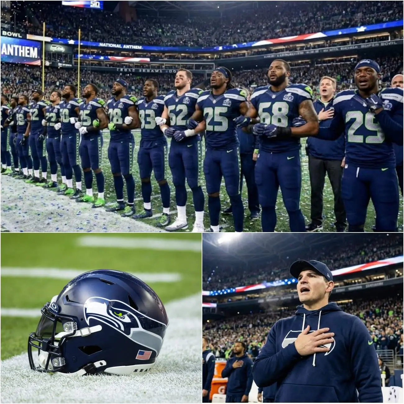 Cover Image for No one saw it coming — but the impromptu National Anthem performed by the entire Seattle Seahawks roster brought the Super Bowl stadium to a standstill