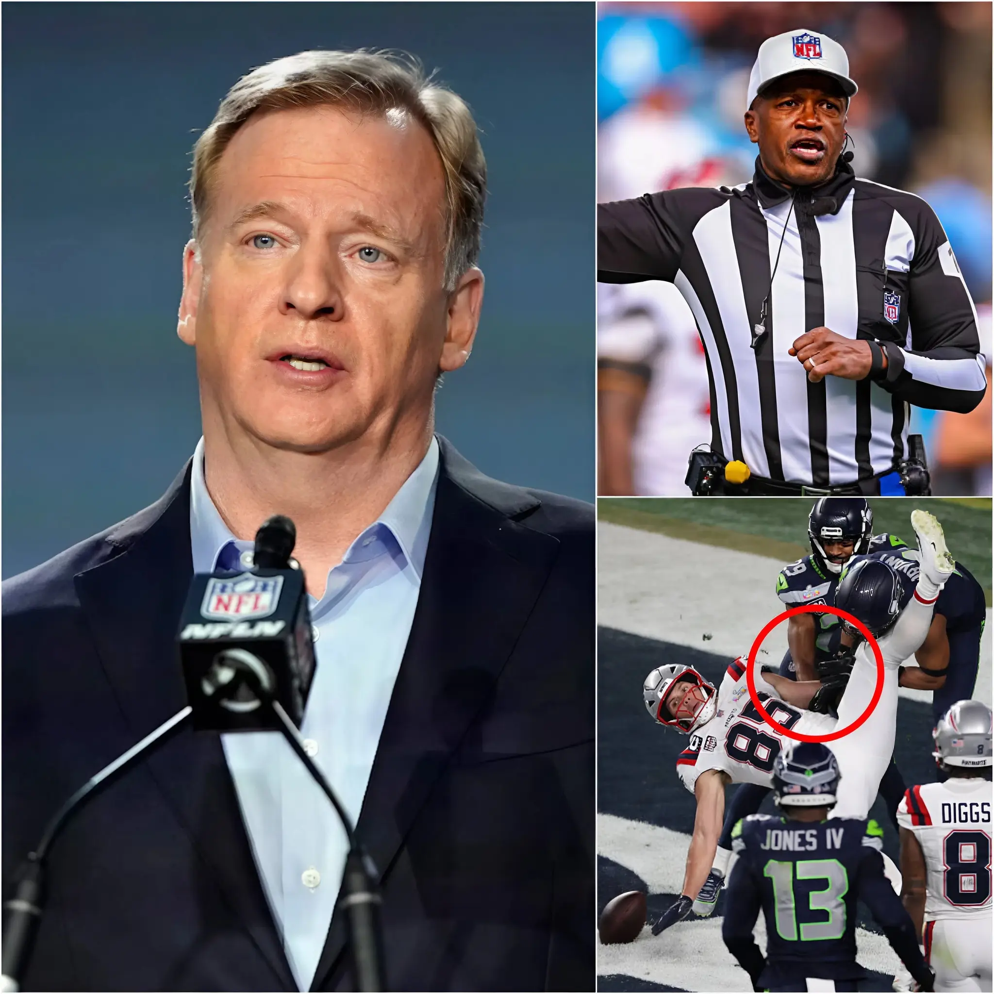 Cover Image for 10 MINUTES AGO: Following an expedited league review, NFL Commissioner Roger Goodell has released the official findings on the four referees who officiated the Patriots–Seahawks clash. The investigation was launched after Mike Vrabel submitted photo and video evidence alleging multiple missed calls that he claimed shifted momentum and hurt player morale. According to the league’s statement, the officiating crew did commit “notable errors,” but no evidence of intentional bias or misconduct was found. The ruling has sparked a heated debate, with critics questioning accountability standards while supporters insist the integrity of the game remains intact.