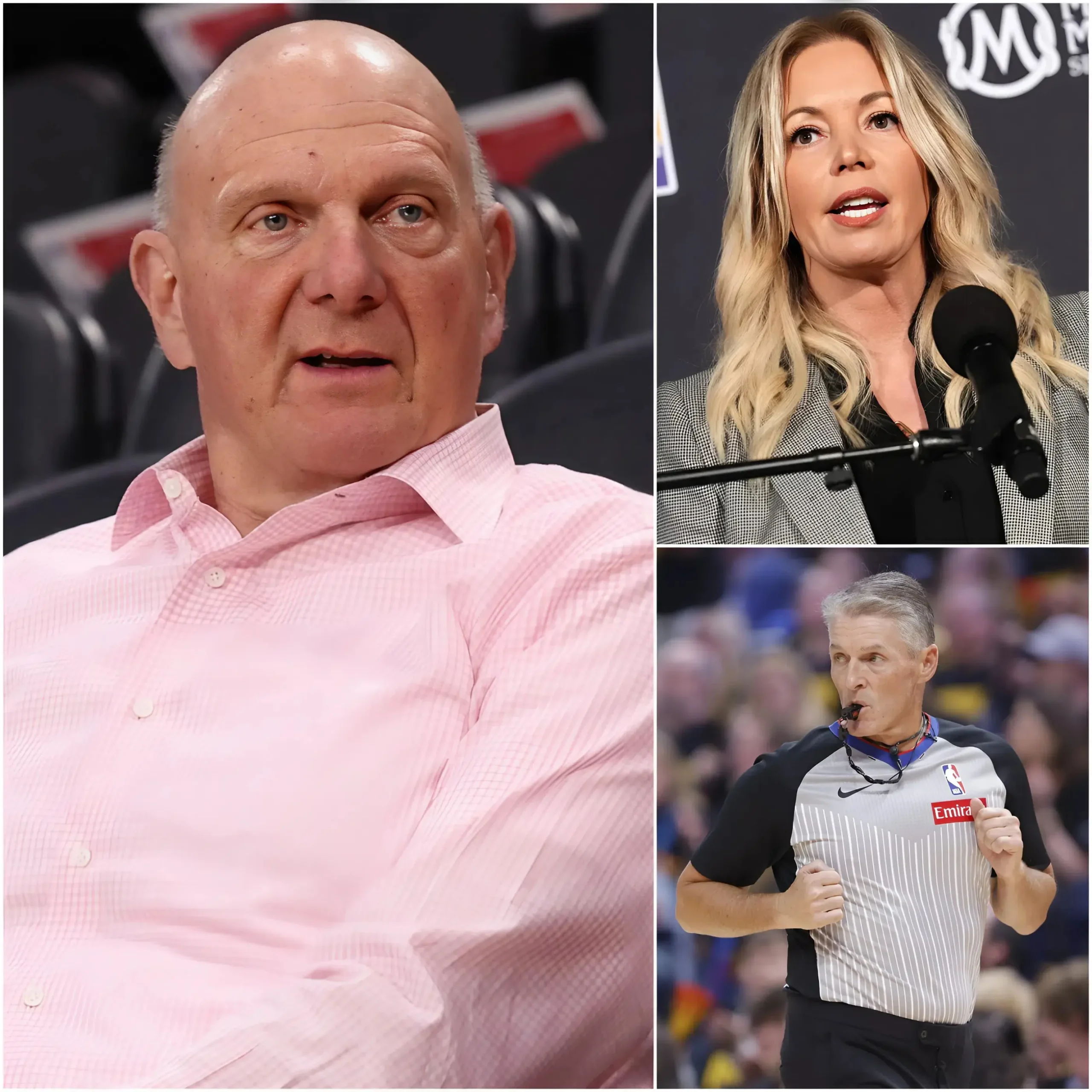 Cover Image for 🔴 SHOCKING NEWS: Los Angeles Clippers owner Steve Ballmer has declared that he possesses evidence alleging that the Los Angeles Lakers’ management attended a “mysterious” dinner with the officiating crew assigned to the upcoming game. According to Ballmer, this is an extremely concerning matter that could affect the transparency and fairness of the matchup. The response from Lakers governor Jeanie Buss was immediate and firm: she rejected all accusations, stating that it was merely a social gathering with absolutely no connection to any sporting or officiating matters. Buss also emphasized that the Lakers strictly adhere to all league regulations and are fully prepared to cooperate with any review in order to protect the club’s integrity and reputation.