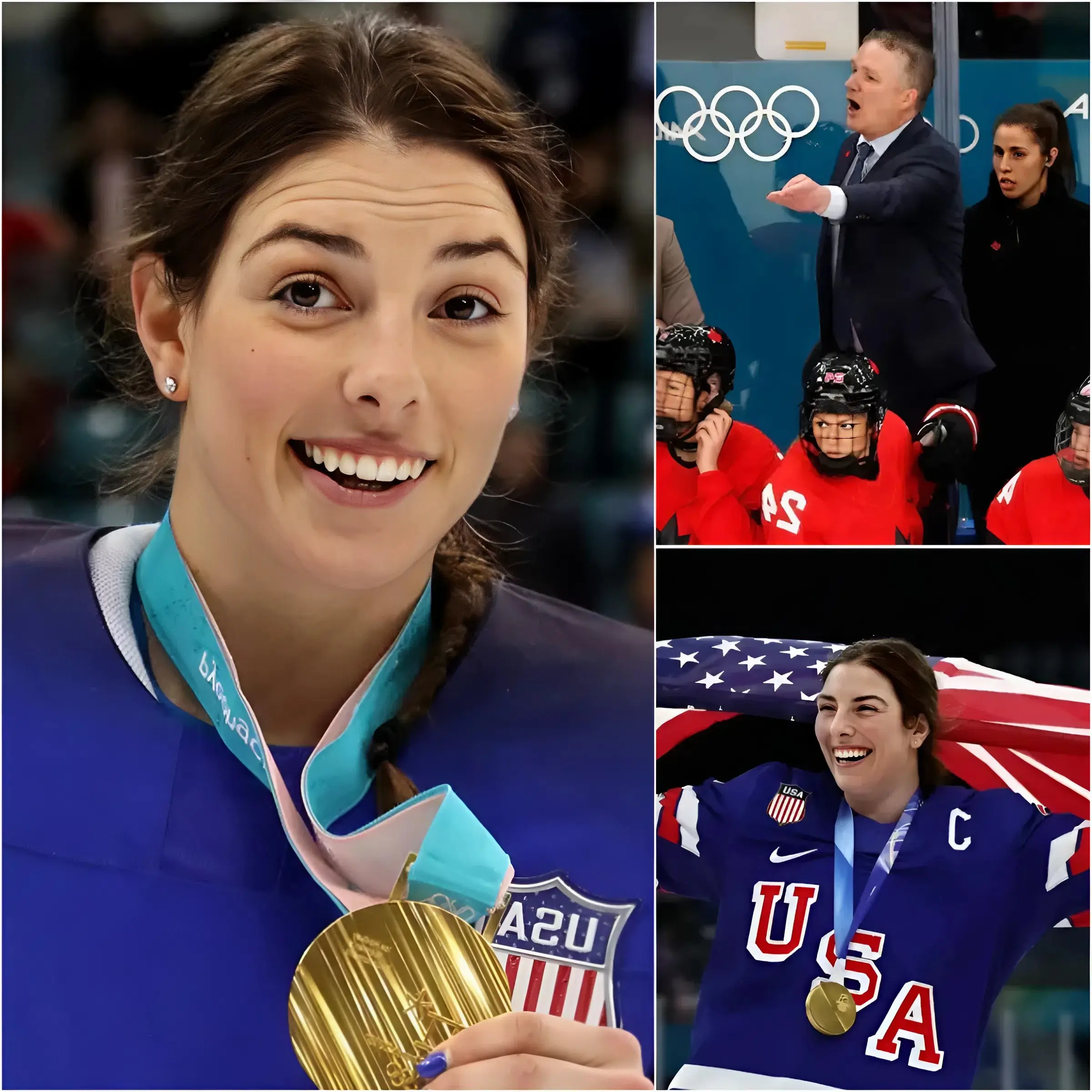 Cover Image for “Get the hell out of here, you cheater!” The accusation echoed through Santagiulia Arena seconds after Canada’s gut-wrenching 2–1 overtime loss to the United States in the gold medal final at the 2026 Winter Olympics. In a breathtaking sideline eruption, Canada’s head coach jabbed a finger toward U.S. captain Hilary Knight and called for an immediate investigation, alleging wrongdoing behind the stunning late equalizer that forced overtime. The crowd fell into a stunned murmur as broadcast cameras locked onto every charged second of the confrontation. Then, just five minutes later, Knight stepped forward with icy composure and delivered a razor-sharp, 15-word response that brought American fans to their feet — while the Canadian bench remained frozen, engulfed in disbelief and heartbreak.