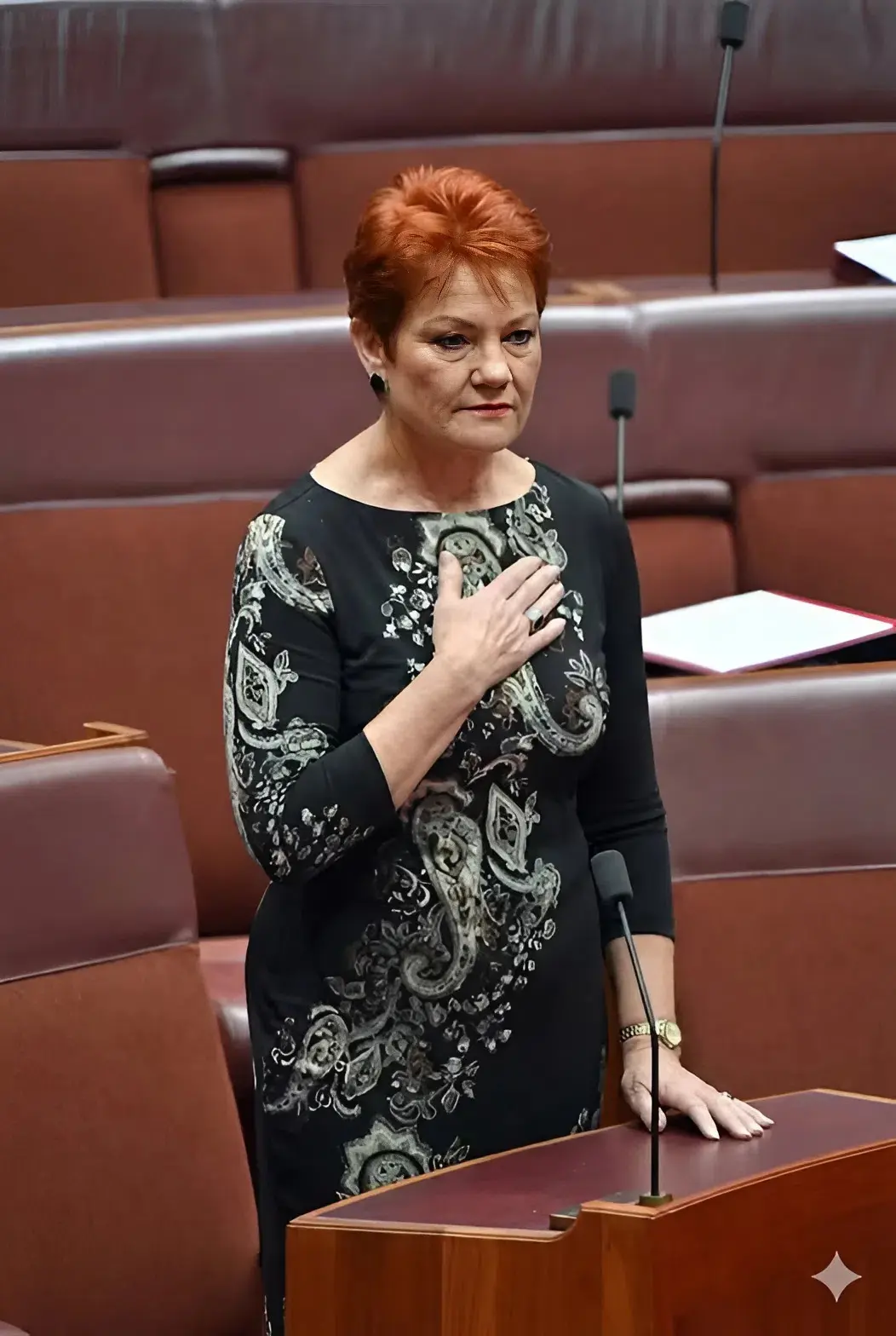Cover Image for “Failure doesn’t mean disappearance.” That unspoken message was delivered unexpectedly when Pauline Hanson suddenly sang the national anthem after a disappointing election result, plunging the entire auditorium into stunned silence. Amidst the spotlights and the heavy atmosphere of the vote count, the staunch congresswoman quietly stepped forward, placed her hand on her chest, and began to sing. Her voice wasn’t polished, even slightly shaky from fatigue, but it was steady enough to convey unwavering resolve. Each line of the song silenced the murmurs, and political maneuvering seemed to cease. Then, everyone rose and joined in, transforming the moment into a declaration that transcended victory and defeat.