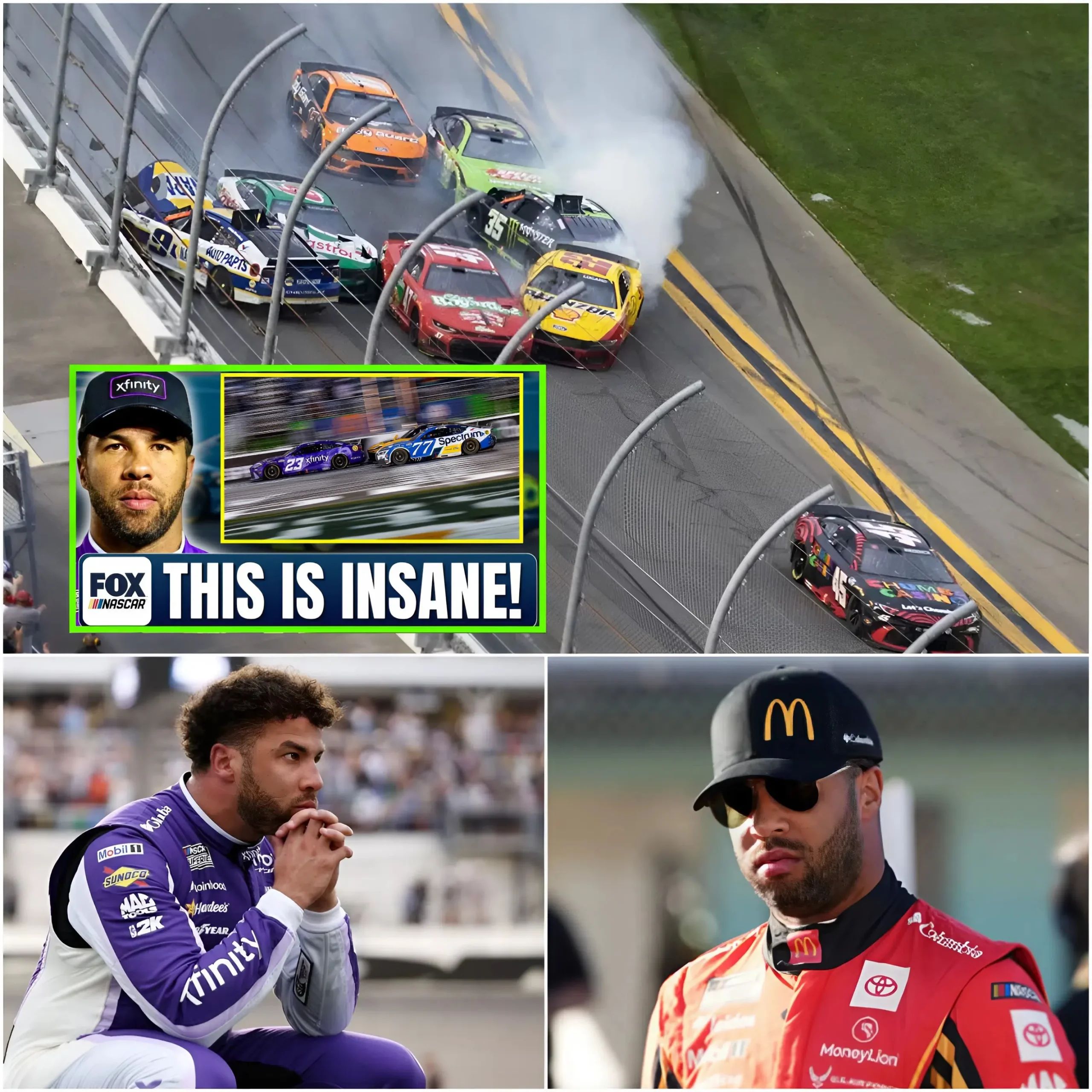 Cover Image for 🏁 7 MINUTES AGO: Bubba Wallace Just DESTROYED Half the Field at Daytona in One Move!