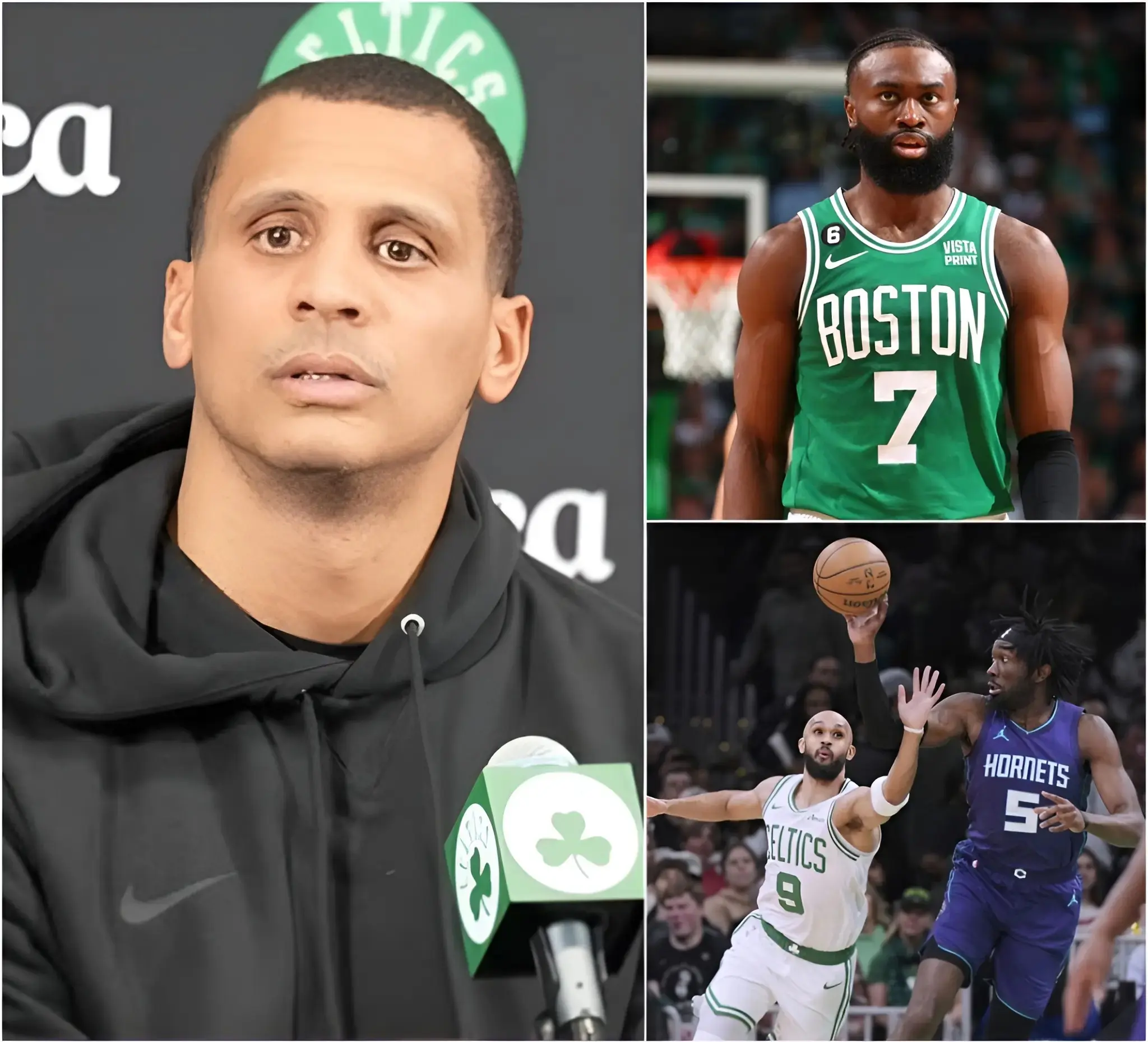 Cover Image for “THIS WILL BE THE LAST TIME HE PLAYS FOR THE BOSTON CELTICS” – Head coach Joe Mazzulla has officially announced the permanent removal of a player from the Boston Celtics following the humiliating 89–118 loss to the Charlotte Hornets, declaring that the player will never be called back under any circumstances. Coach Mazzulla stated that the player had repeatedly caused disruptions in the locker room, weakened team morale, sparked internal conflicts, and was a major factor behind the Celtics’ complete collapse in the game. Notably, star forward Jaylen Brown reportedly met privately with Coach Joe Mazzulla, explaining the entire situation and urging the coaching staff to act immediately in order to protect the team’s unity.