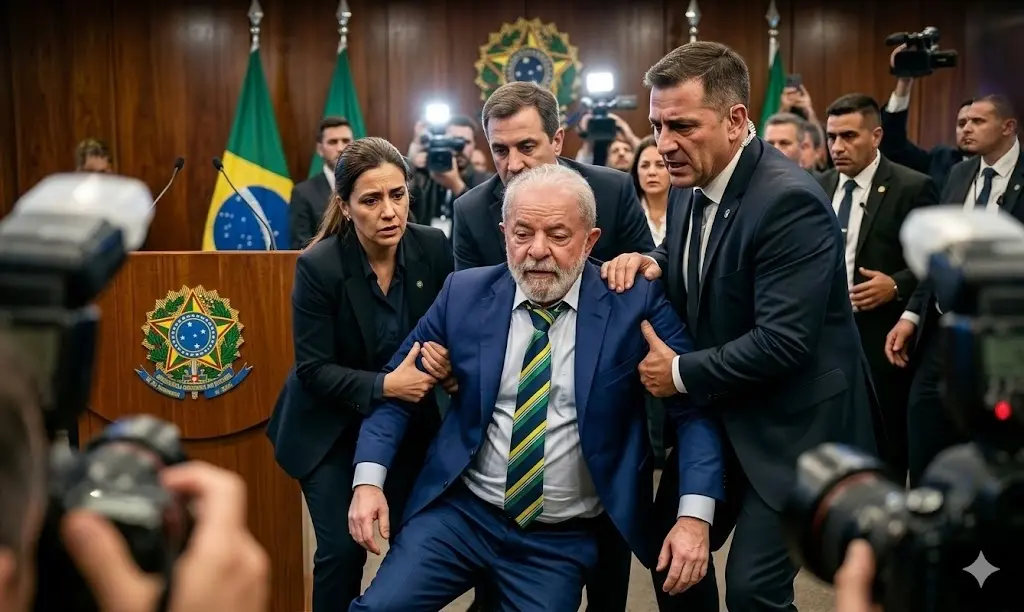 Cover Image for 30 MINUTES AGO: Panic gripped the main room at the government headquarters in Brasília when Brazilian leader Luiz Inácio Lula da Silva suddenly collapsed during an intense meeting with senior officials about the economic crisis. Security personnel and official doctors rushed to his aid, while the crowd—including officials, lawmakers, and thousands watching the live broadcast—watched in absolute silence, between shock and disbelief. Now comes a thrilling update on Lula’s battle with a serious health issue… SEE THE FULL REPORT HERE 👇