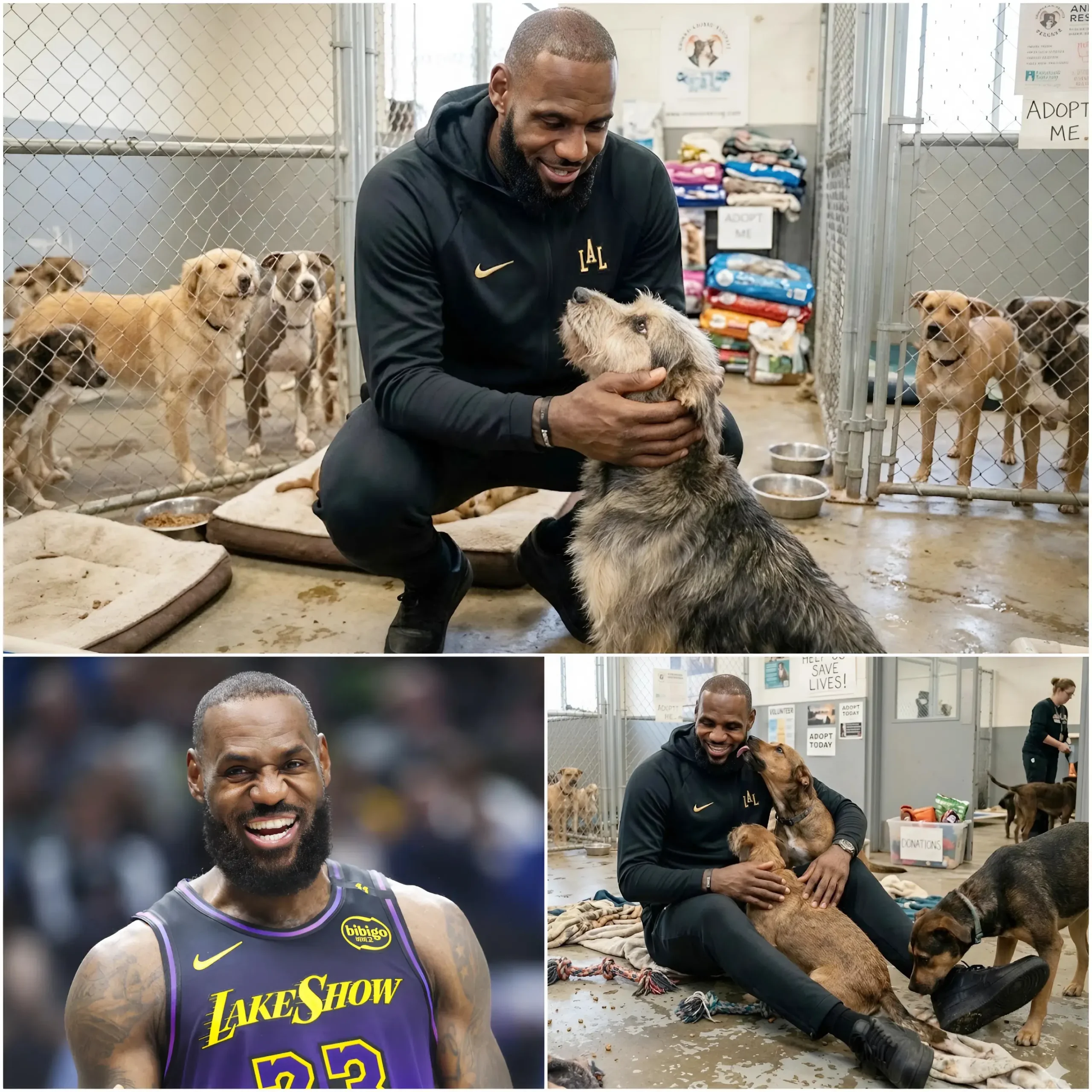 Cover Image for ❤️ LeBron James quietly walked into a struggling animal shelter in his hometown of Akron, Ohio, with only 48 hours left before it was forced to shut down