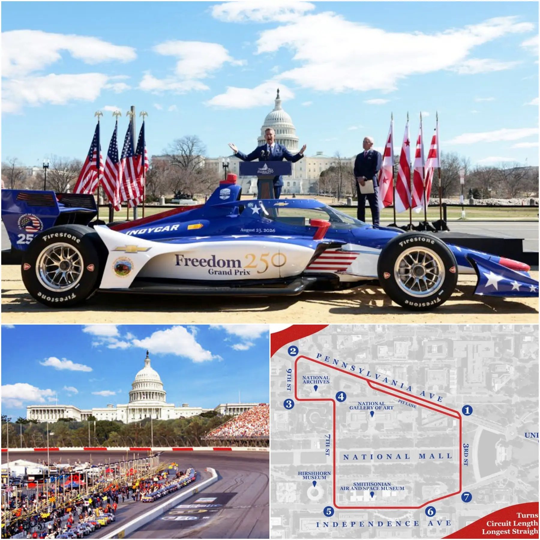 Cover Image for “Why did you design this track to be even more boring than the Detroit racetrack?” IndyCar fans are outraged by an executive order officially recognizing the Freedom 250 Washington DC racetrack map that has been released.