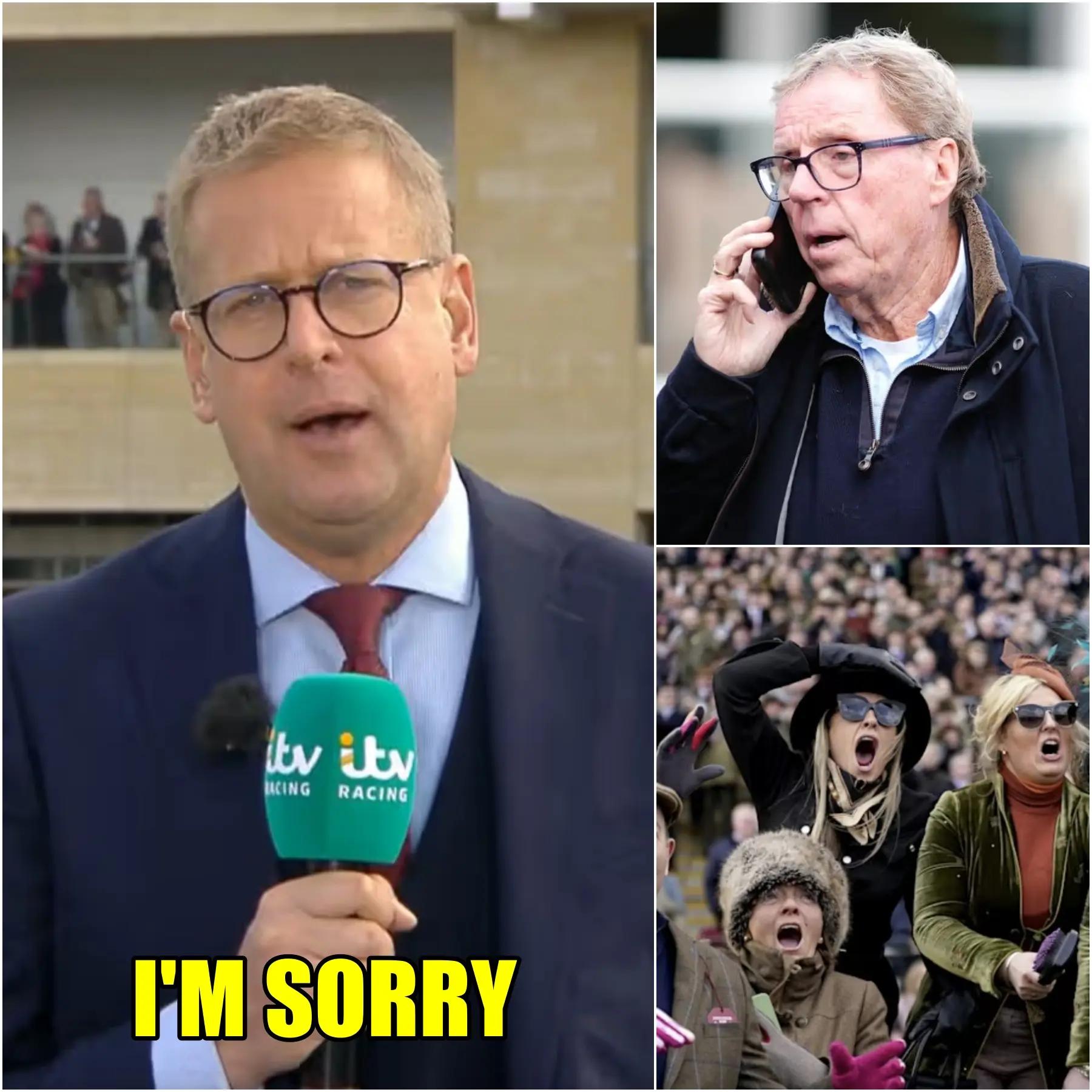 Cover Image for TENSION: ITV forced Ed Chamberlin to apologize during a broadcast of the Cheltenham Festival after some inappropriate remarks and gestures from Gold Cup race attendees sparked outrage among television viewers, who felt it was nothing short of an insult to horse racing.