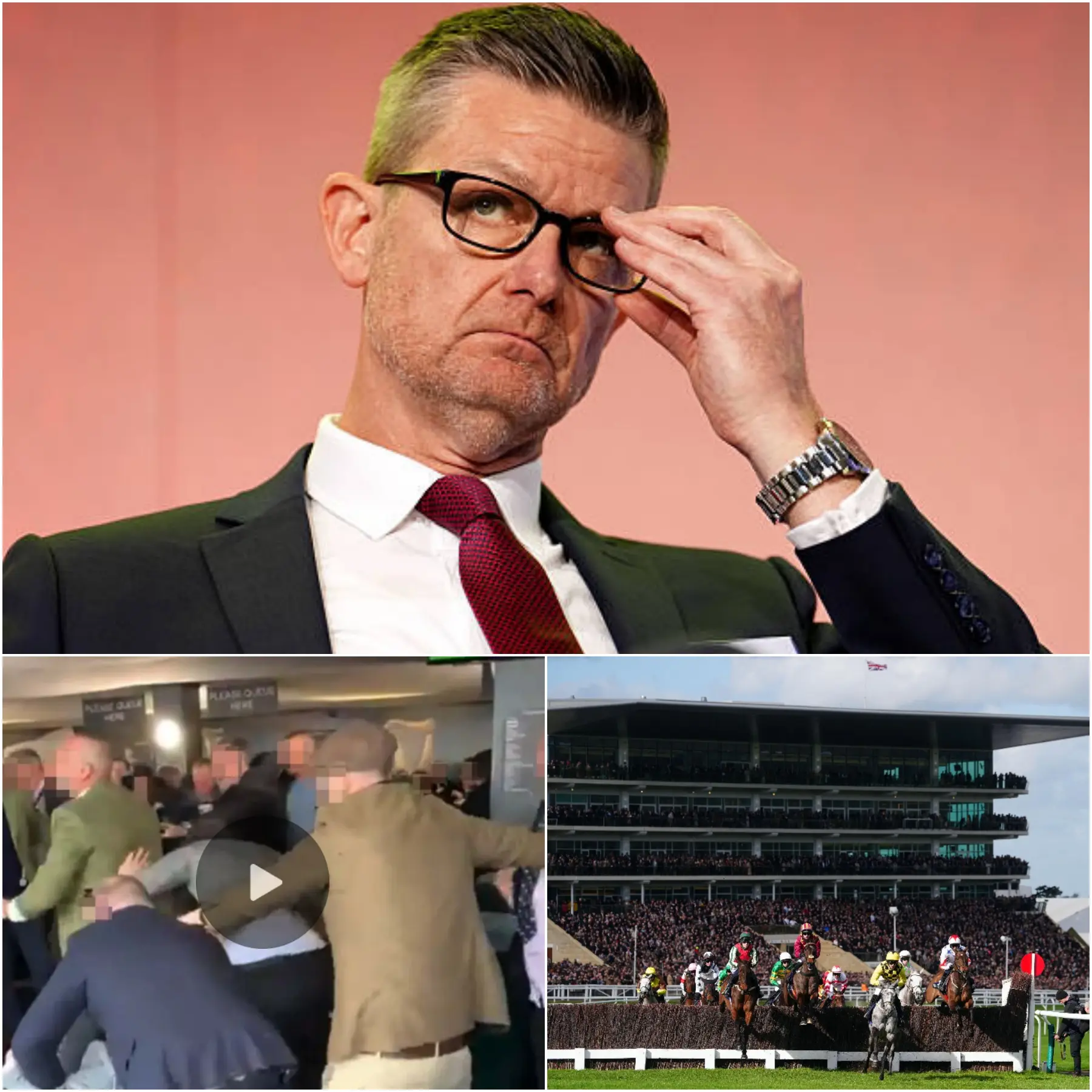 Cover Image for 😱 “THIS IS A HORSE RACING… NOT A BAR!” The BHA recently released shocking video of what should have been a stylish afternoon at the legendary Cheltenham Festival turning into chaos when a major brawl broke out between spectators inside a crowded venue.